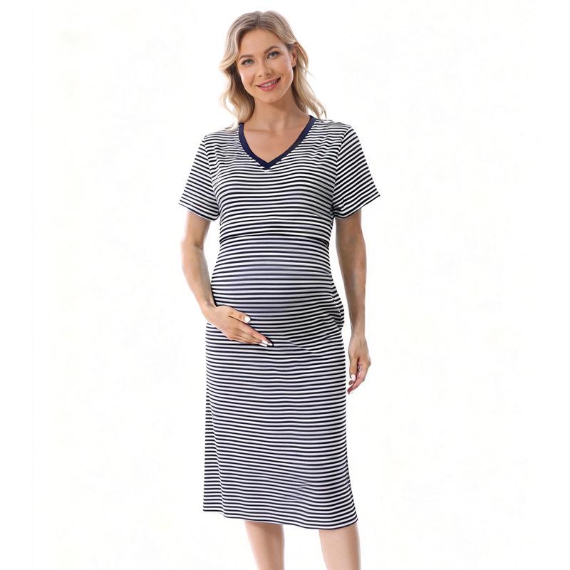 Plus Size Loose Cotton Maternity Dress - Short Sleeve Nursing Homewear for Postpartum XL темно-синього кольору
Plus Size Loose Cotton Maternity Dress - Short Sleeve Nursing Homewear for Postpartum XL темно-синього кольору