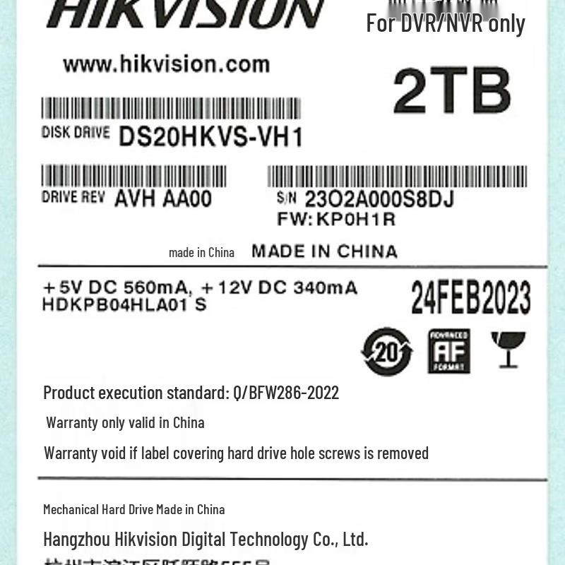 HIKVISION WD 2TB Surveillance Hard Drive
HIKVISION WD 2TB Surveillance Hard Drive