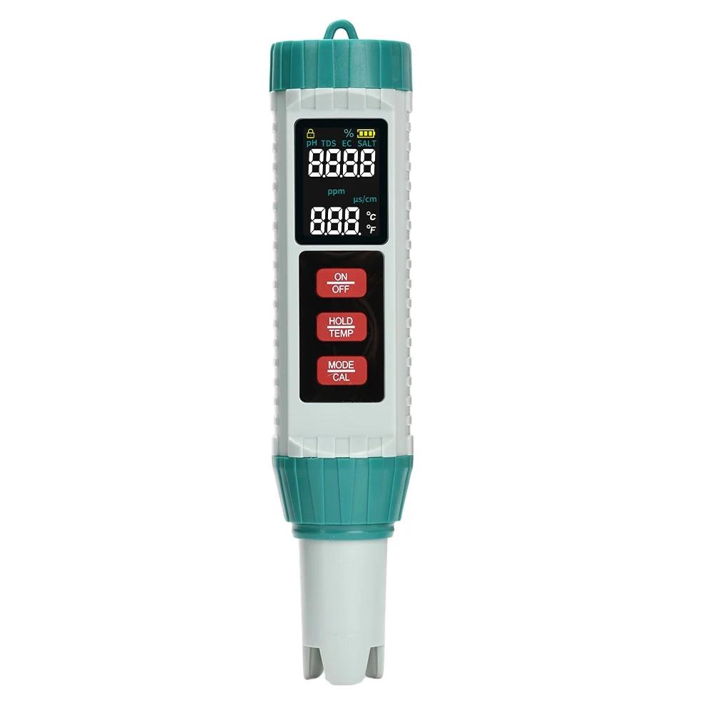 PH Meter 5 In 1 PH/EC/TDS/SALT/TENP Tester Water Quality Analyzer for Swimming Pool 0-9999 PH Detector Digital Chlorine Meter
PH Meter 5 In 1 PH/EC/TDS/SALT/TENP Tester Water Quality Analyzer for Swimming Pool 0-9999 PH Detector Digital Chlorine Meter