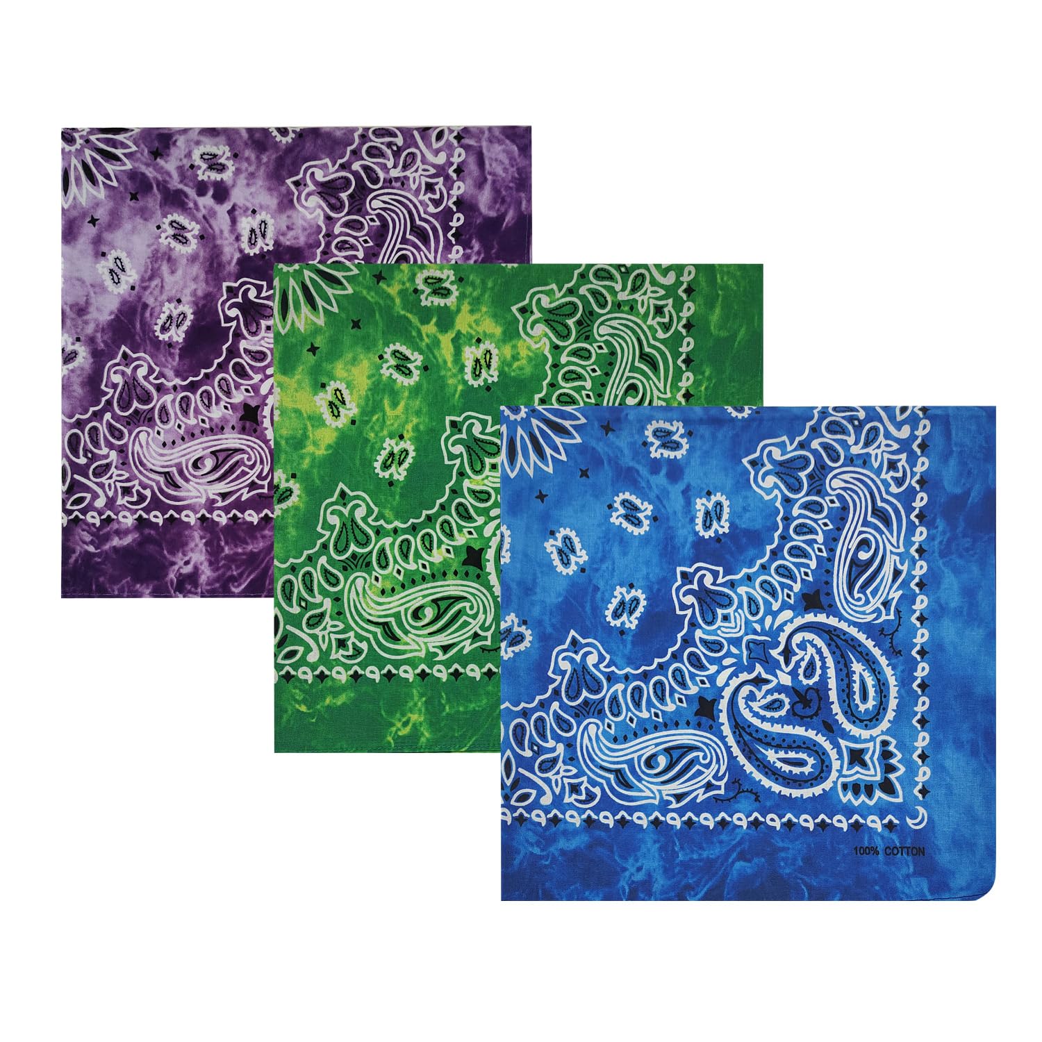 kakatrend Bandana 100% Cotton Tie-dye Blue Green Purple Adult Bandana Men Paisley Stylish Handkerchief Cotton Bandana Unisex Durag Set of 3 55cm x
kakatrend Bandana 100% Cotton Tie-dye Blue Green Purple Adult Bandana Men Paisley Stylish Handkerchief Cotton Bandana Unisex Durag Set of 3 55cm x