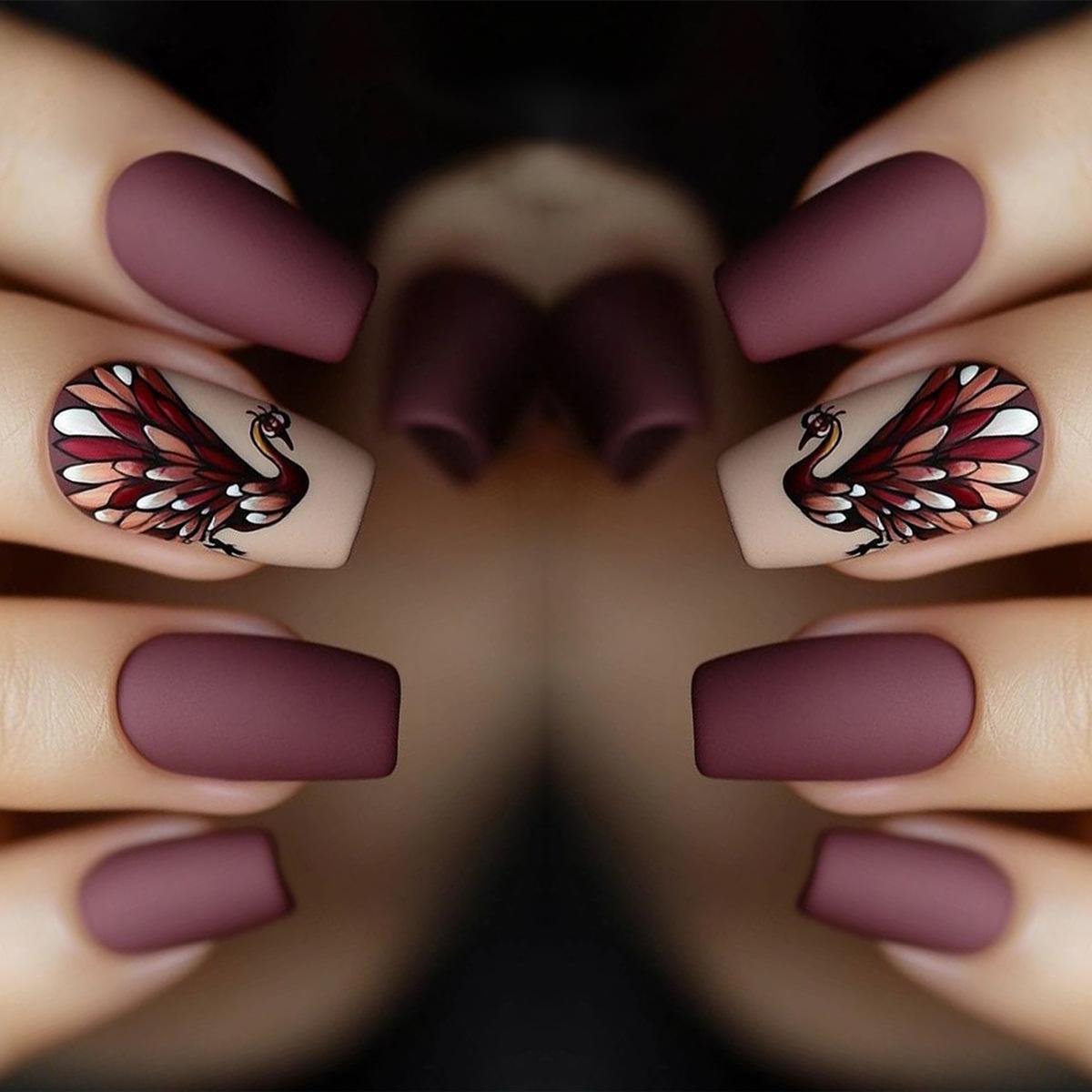 Mauve Iridescent Matte Peacock Press-On Ballerina Nails - Retro European & American Style
Mauve Iridescent Matte Peacock Press-On Ballerina Nails - Retro European & American Style
