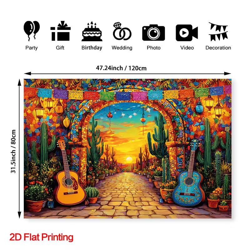 2D Fiesta Party Backdrop, Colorful Papel Picado & Desert Sunset Photography Background Cloth 47.2x31.5inch/120*80cm
2D Fiesta Party Backdrop, Colorful Papel Picado & Desert Sunset Photography Background Cloth 47.2x31.5inch/120*80cm