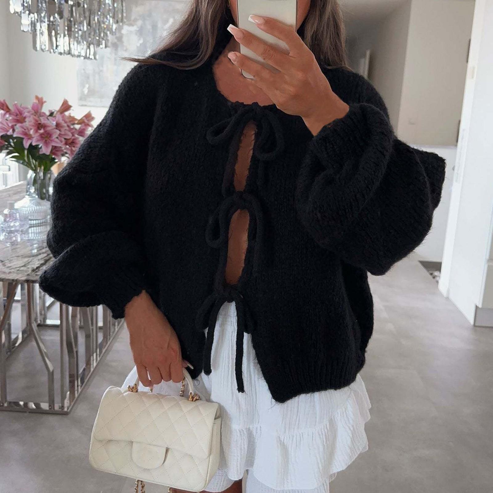 Женский кардиган с круглым вырезом и длинными рукавами, на шнуровке, приталенный S чёрный
Женский кардиган с круглым вырезом и длинными рукавами, на шнуровке, приталенный S чёрный