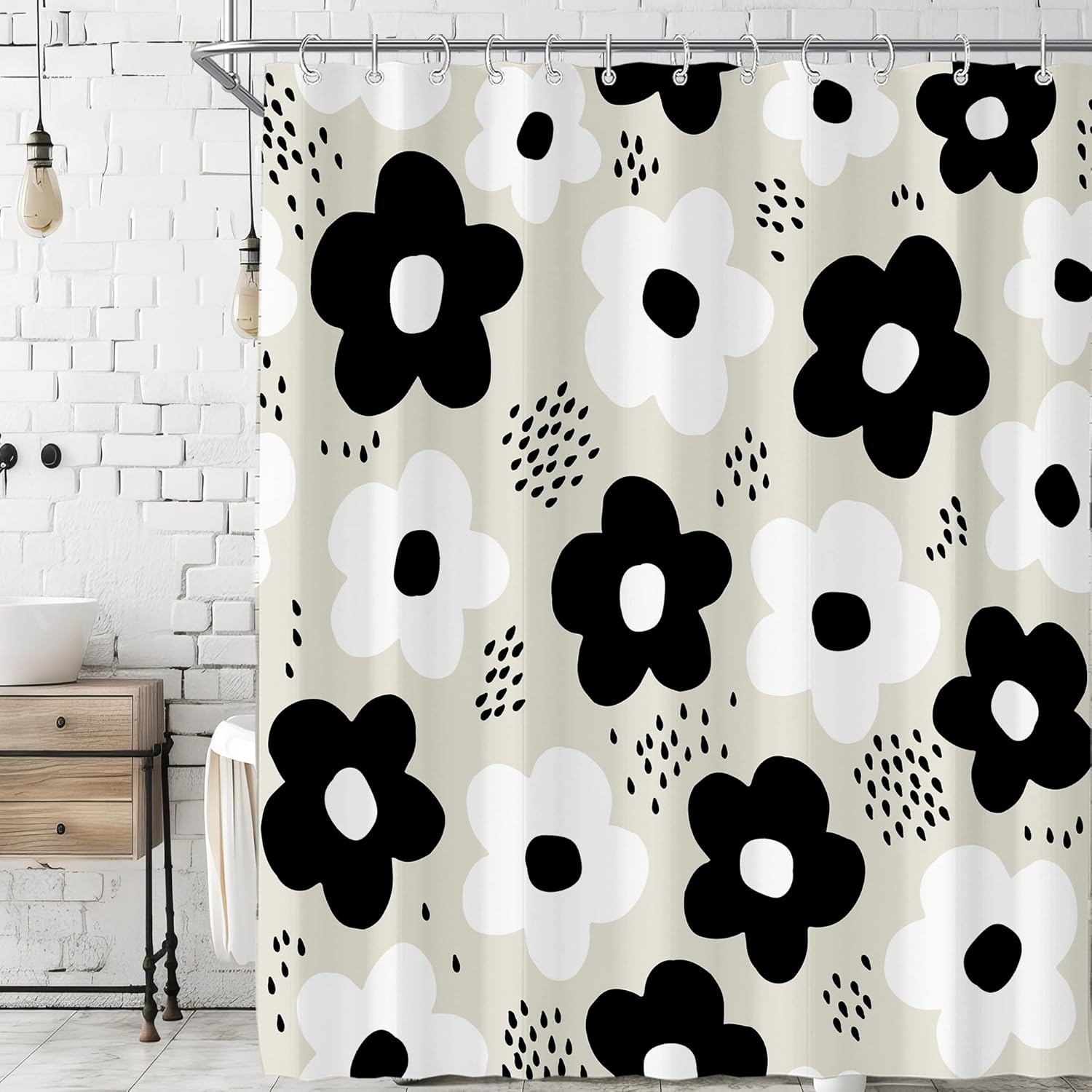 Black White Floral Shower Curtain Modern Abstract Design Bathroom Decor Bold Pattern Minimalist Style Retro Art Bath Accessory W60H190(CM)-1 Pcs
Black White Floral Shower Curtain Modern Abstract Design Bathroom Decor Bold Pattern Minimalist Style Retro Art Bath Accessory W60H190(CM)-1 Pcs