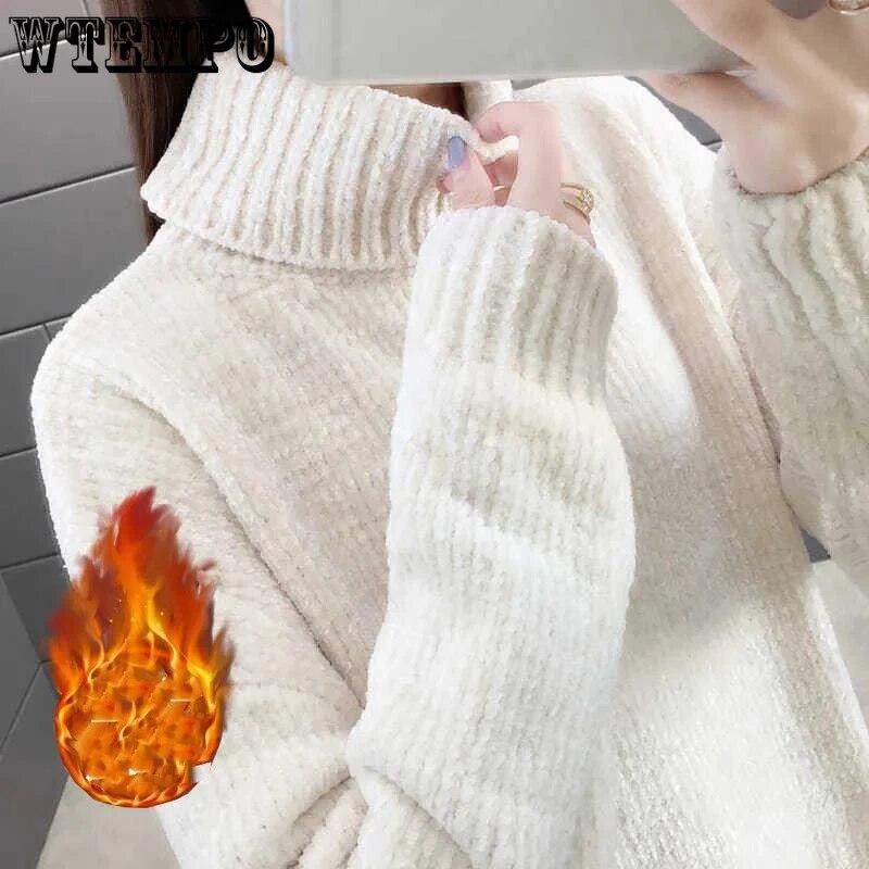 Turtleneck Thickened Sweater Women Warm Knitting Pullover Loose Sweet Jumper Undercoat Sueter Mujer New Fashion Autumn Winter
Turtleneck Thickened Sweater Women Warm Knitting Pullover Loose Sweet Jumper Undercoat Sueter Mujer New Fashion Autumn Winter