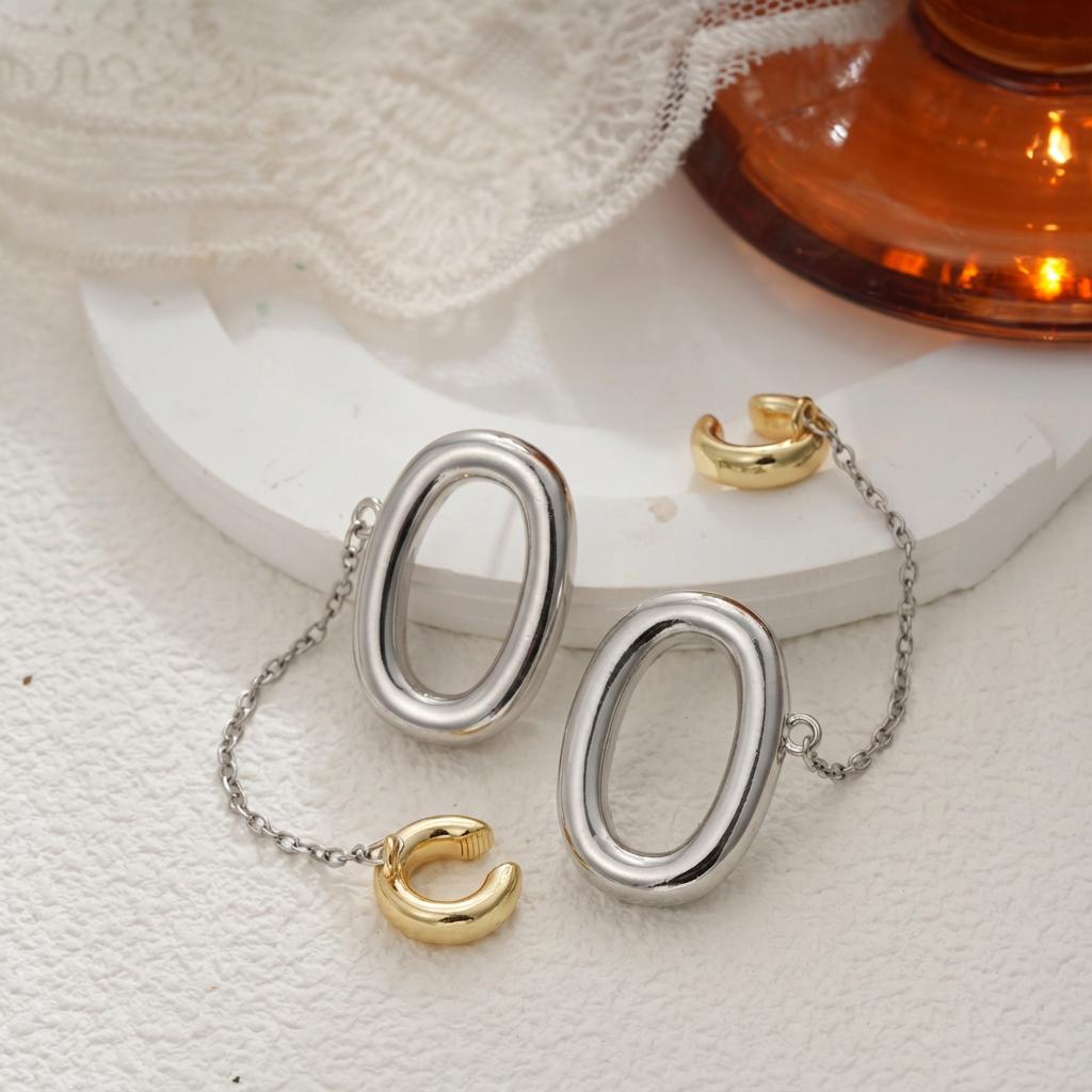 Fashion Geometric Oval Hoop Tassel Chain Earring with Gold Color Ear Cuff for Women Two Tone Geometric Stainless Steel Zircon золотой
Fashion Geometric Oval Hoop Tassel Chain Earring with Gold Color Ear Cuff for Women Two Tone Geometric Stainless Steel Zircon золотой