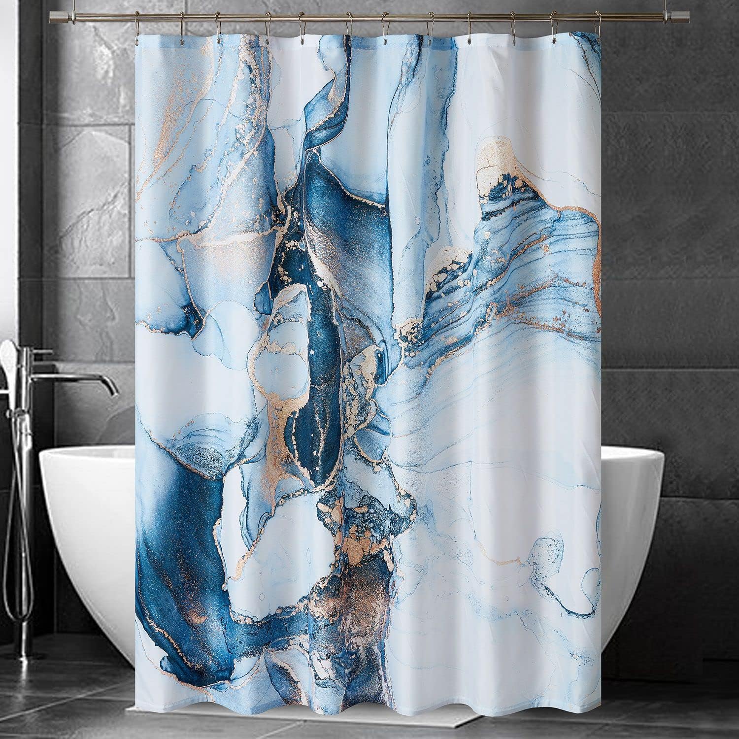 Blue Gold Marble Shower Curtain Set, Abstract Granite Pattern, Luxury Modern Waterproof Bathroom Decor W60H190(CM)-1 Pcs
Blue Gold Marble Shower Curtain Set, Abstract Granite Pattern, Luxury Modern Waterproof Bathroom Decor W60H190(CM)-1 Pcs