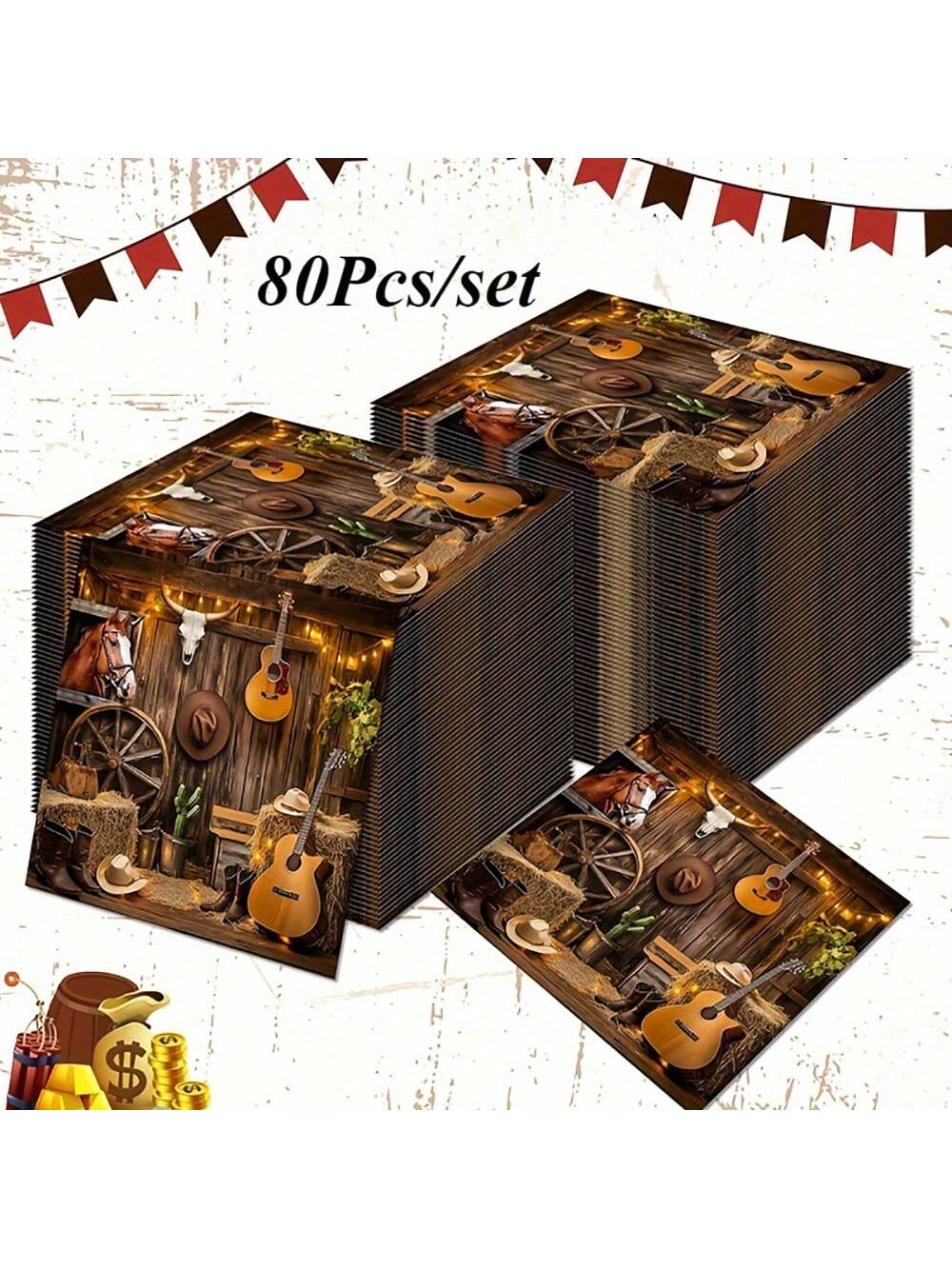 80pcs/set Western Cowboy Theme Disposable Napkins, 2 Layers, Holiday Tableware General Party Supplies 80pcs
80pcs/set Western Cowboy Theme Disposable Napkins, 2 Layers, Holiday Tableware General Party Supplies 80pcs