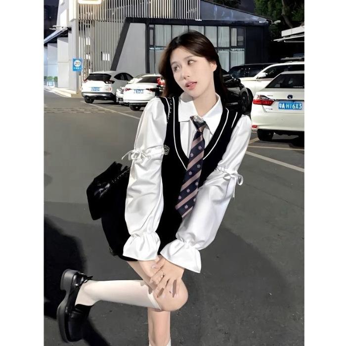 College style sweet strap dress spring and autumn new Spice Girl fashion fake two skirts XL чорний
College style sweet strap dress spring and autumn new Spice Girl fashion fake two skirts XL чорний