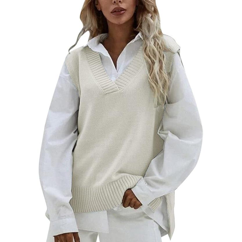 Женский трикотажный жилет без рукавов с V-образным вырезом, ребристый трикотажный пуловер с разрезом, свитер, жилет, блузка, жилет, рубашка One Size белый
Женский трикотажный жилет без рукавов с V-образным вырезом, ребристый трикотажный пуловер с разрезом, свитер, жилет, блузка, жилет, рубашка One Size белый