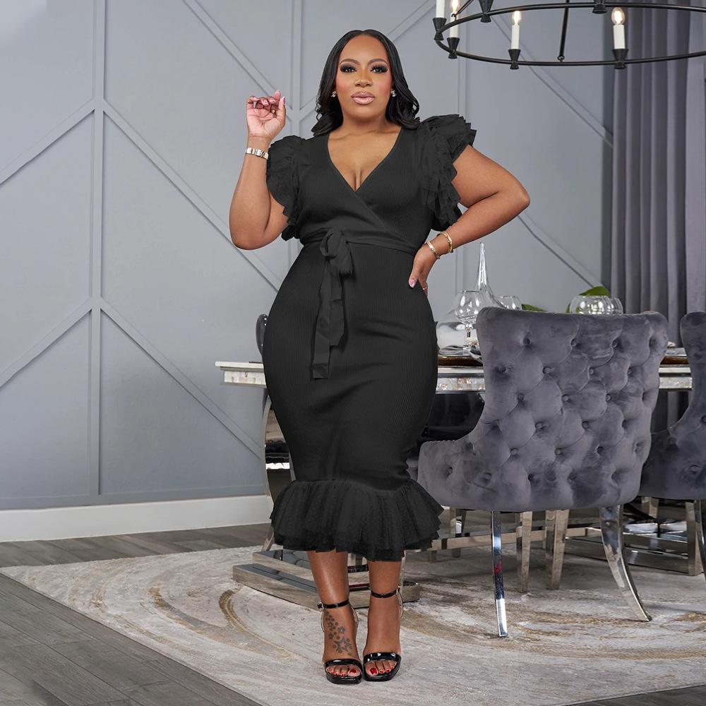 Женское сексуальное платье с V-образным вырезом, сетчатое плиссированное платье, облегающее и облегающее платье XXL чёрный
Женское сексуальное платье с V-образным вырезом, сетчатое плиссированное платье, облегающее и облегающее платье XXL чёрный