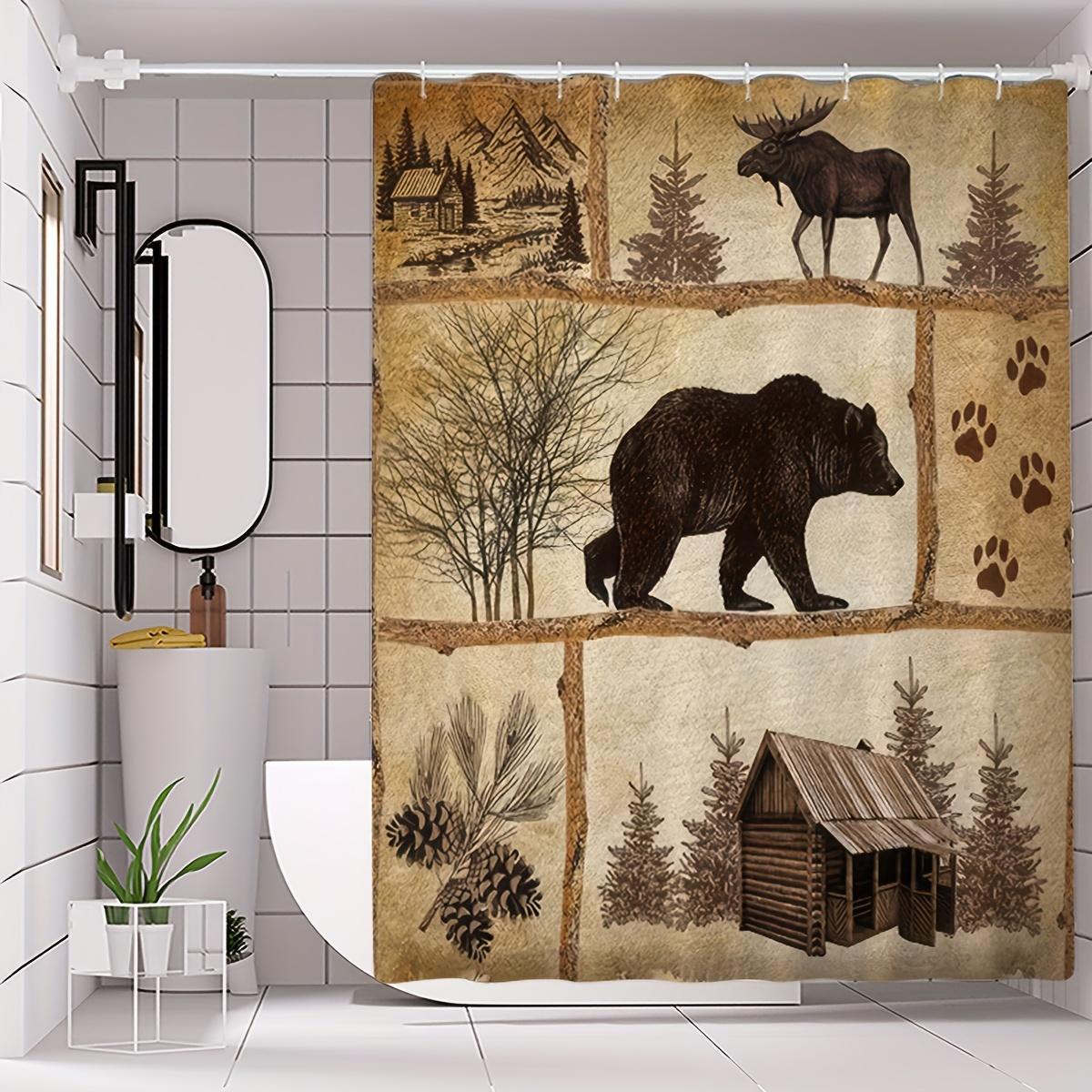 1Pc Shower Curtain - Rustic Wilderness Scene With Bears, Moose, And Cabin Design Waterproof W60H190(CM)-1 Pcs
1Pc Shower Curtain - Rustic Wilderness Scene With Bears, Moose, And Cabin Design Waterproof W60H190(CM)-1 Pcs