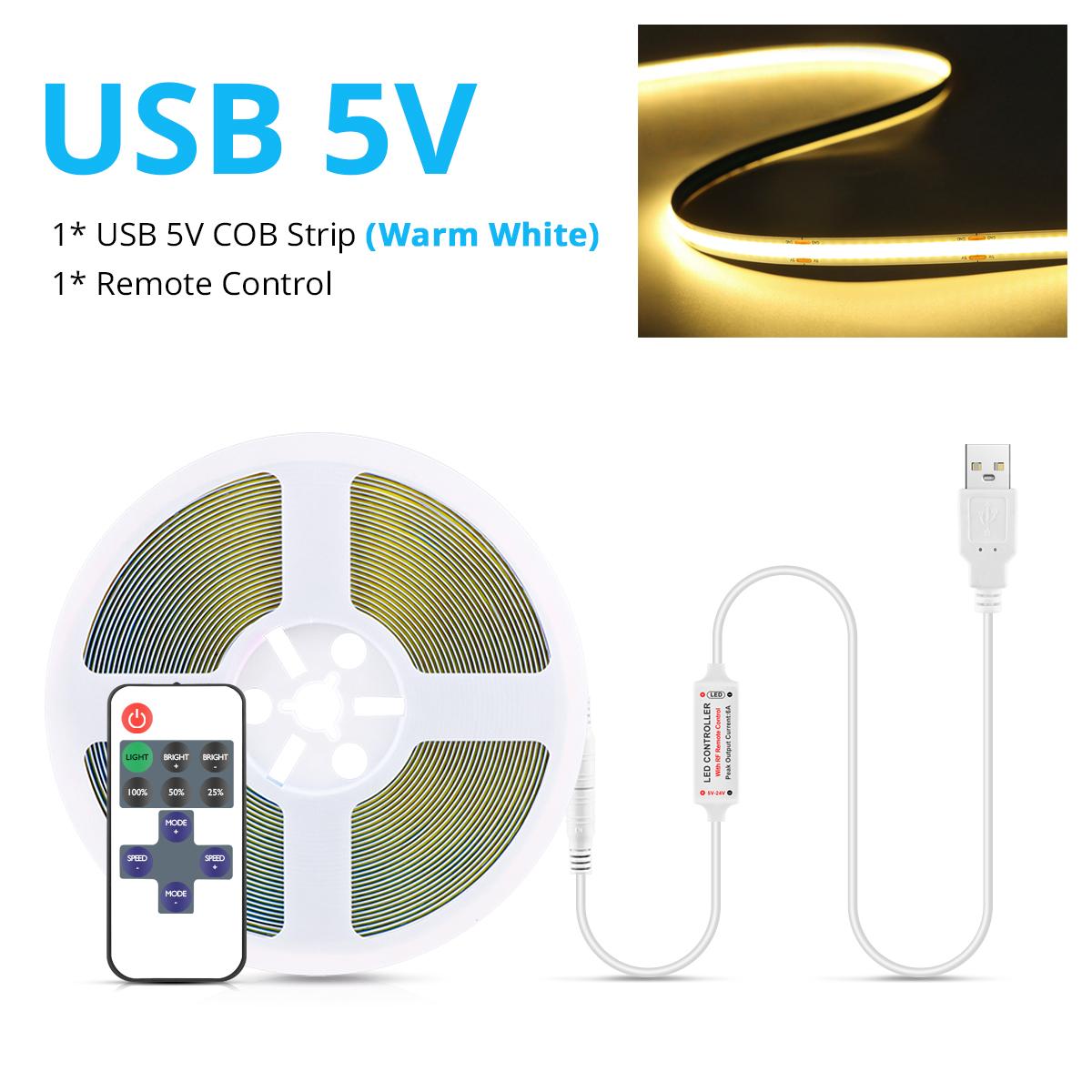 Dimmable DC5V USB COB LED Strip Light 320LEDs/M COB Neon LED Tape With RF Remote Control Dimmer TV Backlight Room Car Decor 2/5M 1m теплим білим кольором
Dimmable DC5V USB COB LED Strip Light 320LEDs/M COB Neon LED Tape With RF Remote Control Dimmer TV Backlight Room Car Decor 2/5M 1m теплим білим кольором