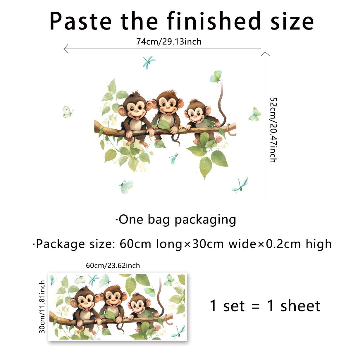 Cartoon Monkey Tree Branch Green Leaf Wall Sticker Removable Self Adhesive Wall Decal Living Room Bedroom Background Home Decor 30x60cm
Cartoon Monkey Tree Branch Green Leaf Wall Sticker Removable Self Adhesive Wall Decal Living Room Bedroom Background Home Decor 30x60cm