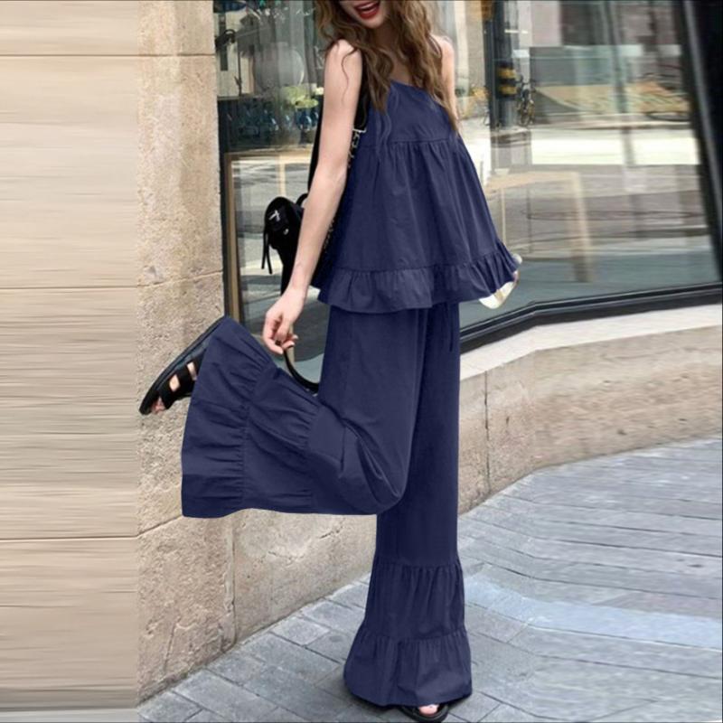 ZANZEA Women Sleeveless Straps Camisoles and Long Pants Summer Two Piece Suit Sets S темно-синий
ZANZEA Women Sleeveless Straps Camisoles and Long Pants Summer Two Piece Suit Sets S темно-синий