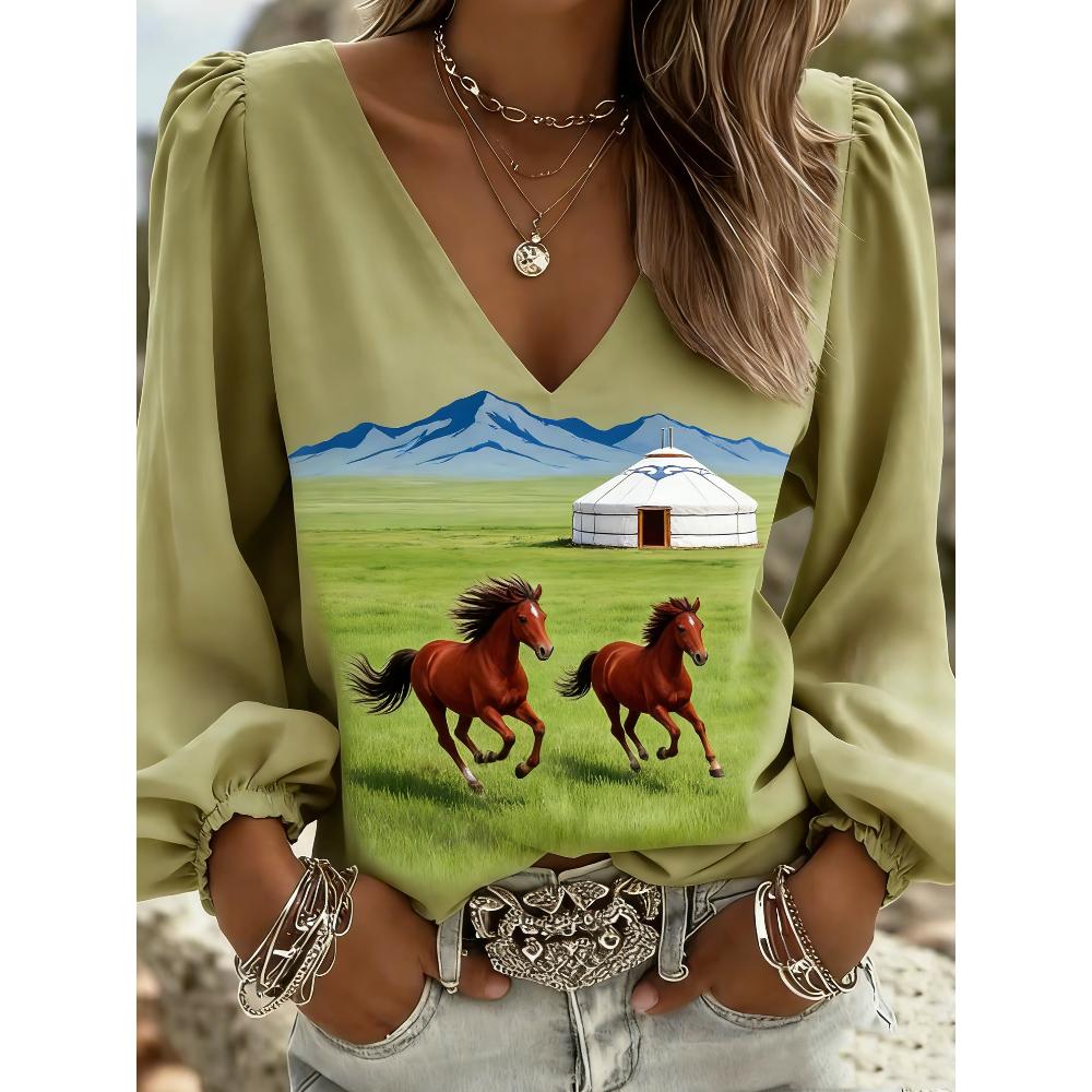 Women s vintage western print V-neck blouse with a print. An ideal choice for Christmas and New Year gifts. Suitable for summer vacations XXL
Women s vintage western print V-neck blouse with a print. An ideal choice for Christmas and New Year gifts. Suitable for summer vacations XXL