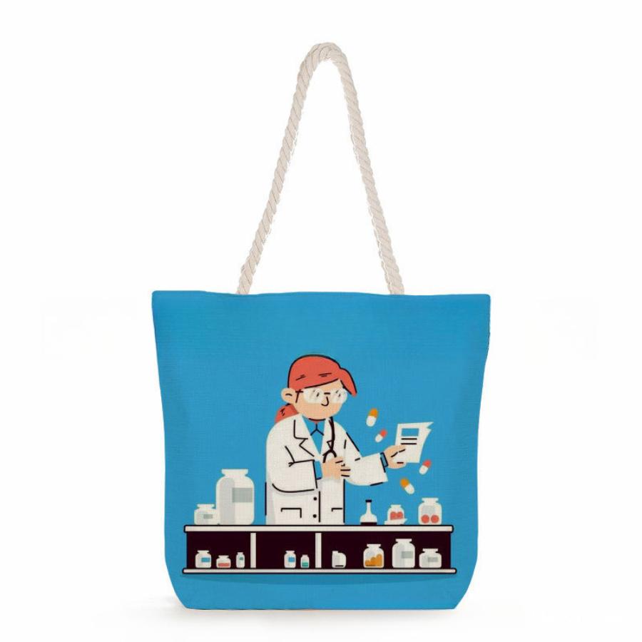 Medical and healthcare series print thick rope single-shoulder beach bag 7351
Medical and healthcare series print thick rope single-shoulder beach bag 7351