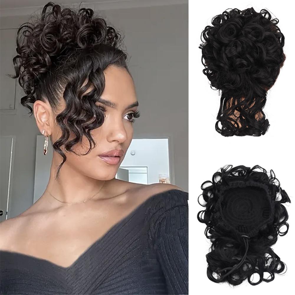 MISS WIG Synthetic Messy Bun Short Curly Ponytail Extension Elastic Drawstring Loose Hair Bun Hair Pieces For Women Wear 25cm
MISS WIG Synthetic Messy Bun Short Curly Ponytail Extension Elastic Drawstring Loose Hair Bun Hair Pieces For Women Wear 25cm
