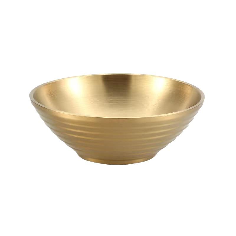 Двухслойная миска для рамена из нержавеющей стали 304, миска для супа с холодной лапшой, японская миска, для дома, ресторана 20cm золотой