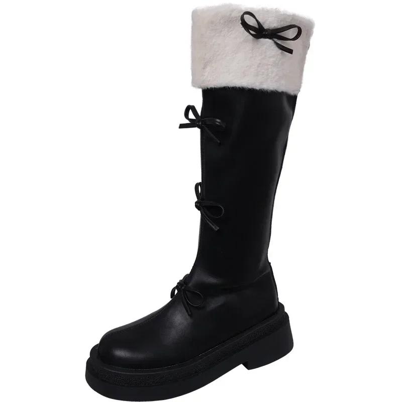 Sweet Butterfly Knot Woman S Boots New Korean Style Fashion Brown High Boots Plush Thickened Winter Ladies Knee-High Boots 39
Sweet Butterfly Knot Woman S Boots New Korean Style Fashion Brown High Boots Plush Thickened Winter Ladies Knee-High Boots 39