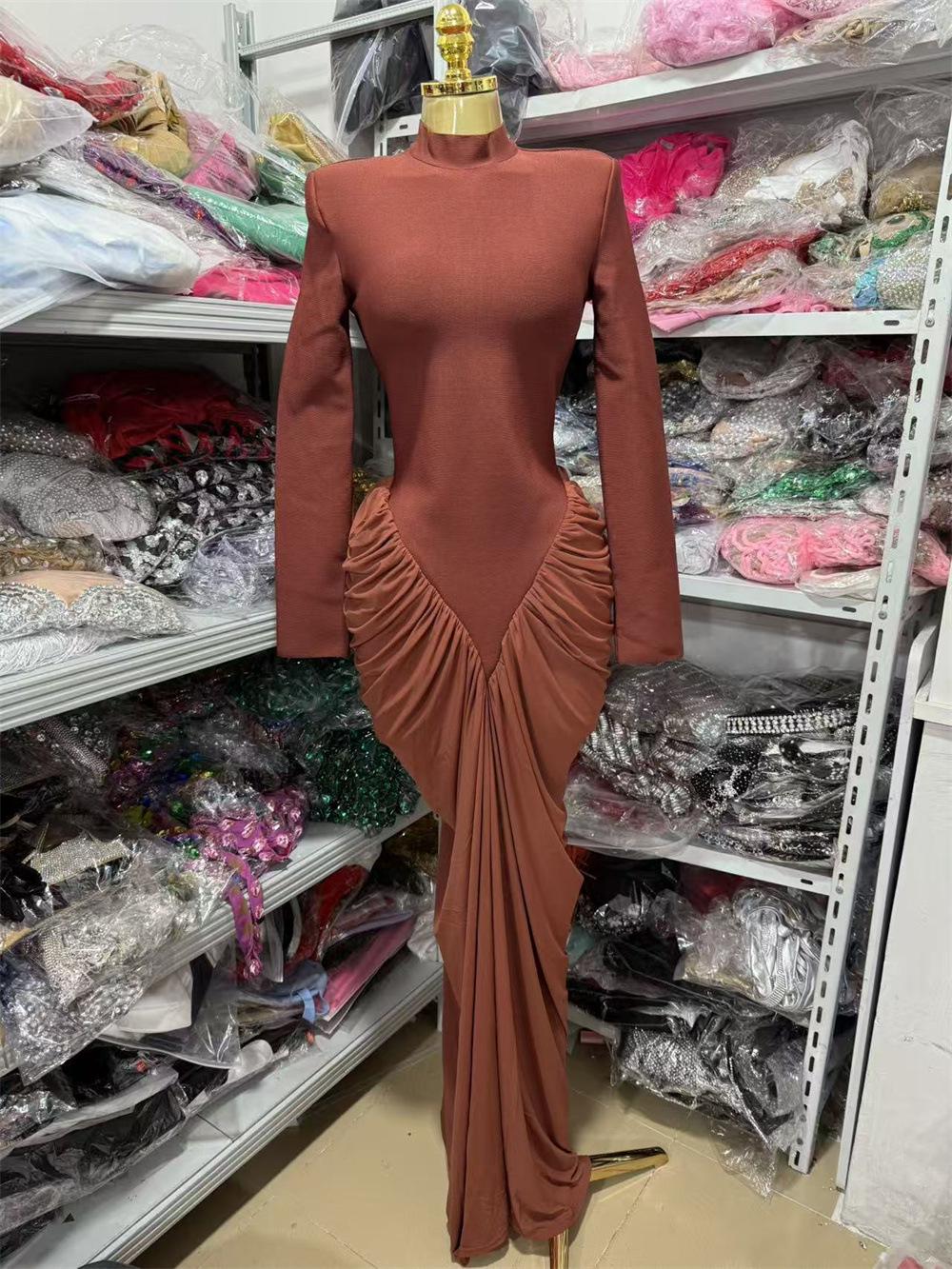 2025 Stylish Semi-High Neck Pleated Slim Fit Long Sleeve Bodycon Dress for Women Extra Small
2025 Stylish Semi-High Neck Pleated Slim Fit Long Sleeve Bodycon Dress for Women Extra Small