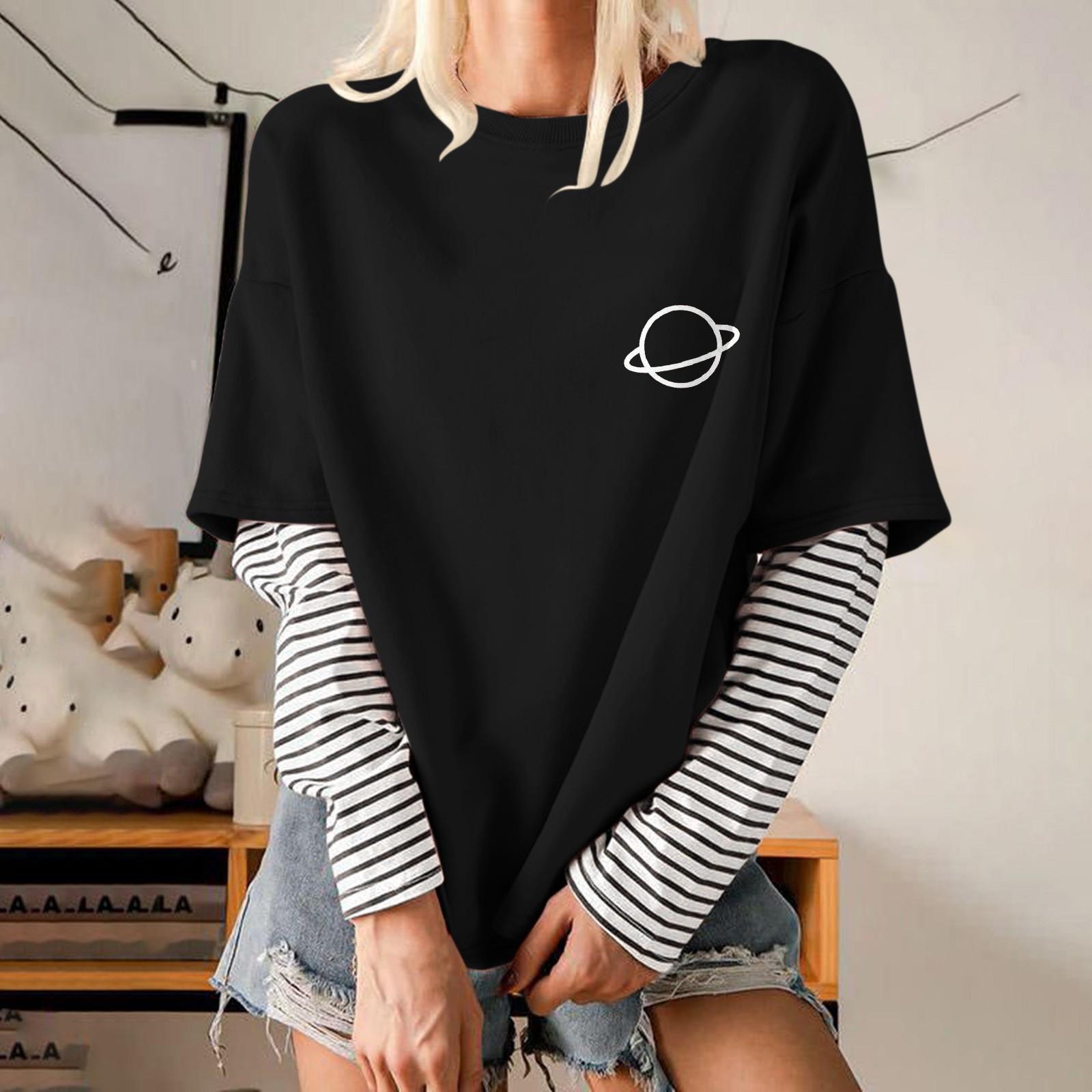 Женская повседневная блузка с круглым вырезом и полосатым рукавом из двух частей с однотонным принтом
Женская повседневная блузка с круглым вырезом и полосатым рукавом из двух частей с однотонным принтом