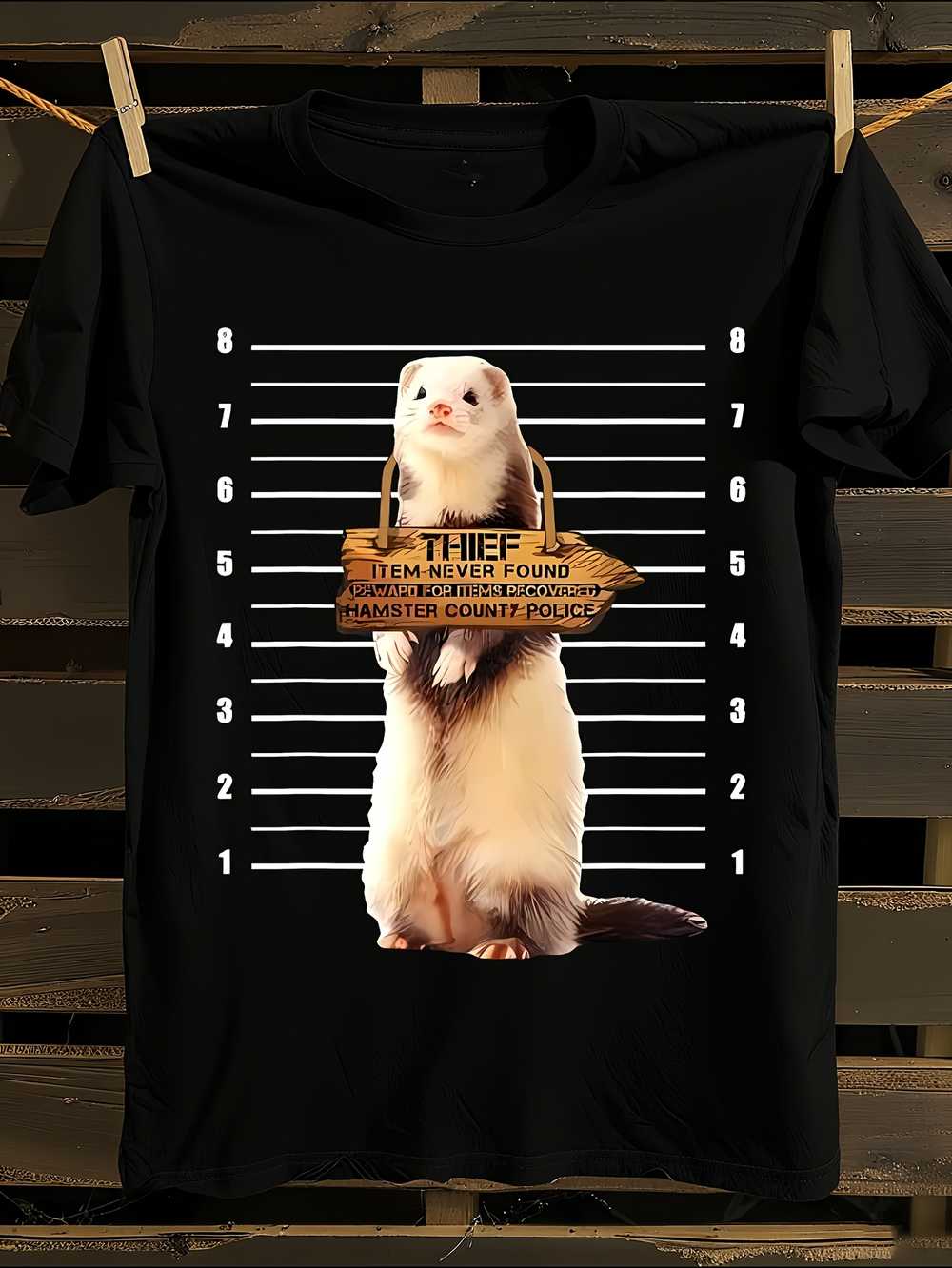Funny Ferret Thief Mugshot-Style T-Shirt Mens Tshirt Womens Tshirts with Letters Print Short Sleeves T-Shirt Casual Street Tee Shirt Top S
Funny Ferret Thief Mugshot-Style T-Shirt Mens Tshirt Womens Tshirts with Letters Print Short Sleeves T-Shirt Casual Street Tee Shirt Top S
