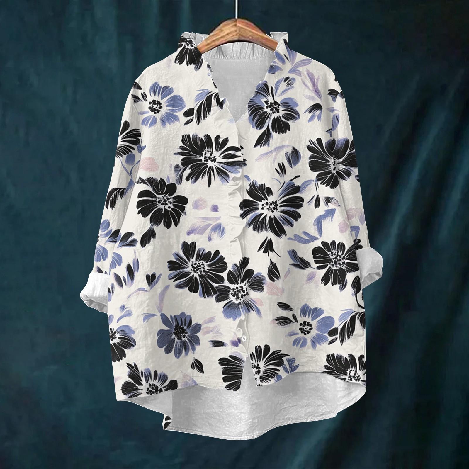Women s Loose Ruffled Retro Floral Print Stand Collar Long Sleeve Cotton And Linen Top XL білий
Women s Loose Ruffled Retro Floral Print Stand Collar Long Sleeve Cotton And Linen Top XL білий