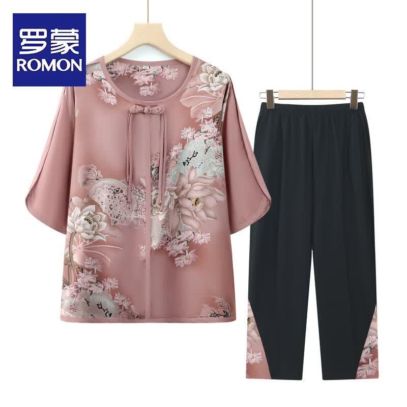ROMON New Chinese Style Mid-Sleeve T-Shirt Set for Older Women 2XL
ROMON New Chinese Style Mid-Sleeve T-Shirt Set for Older Women 2XL