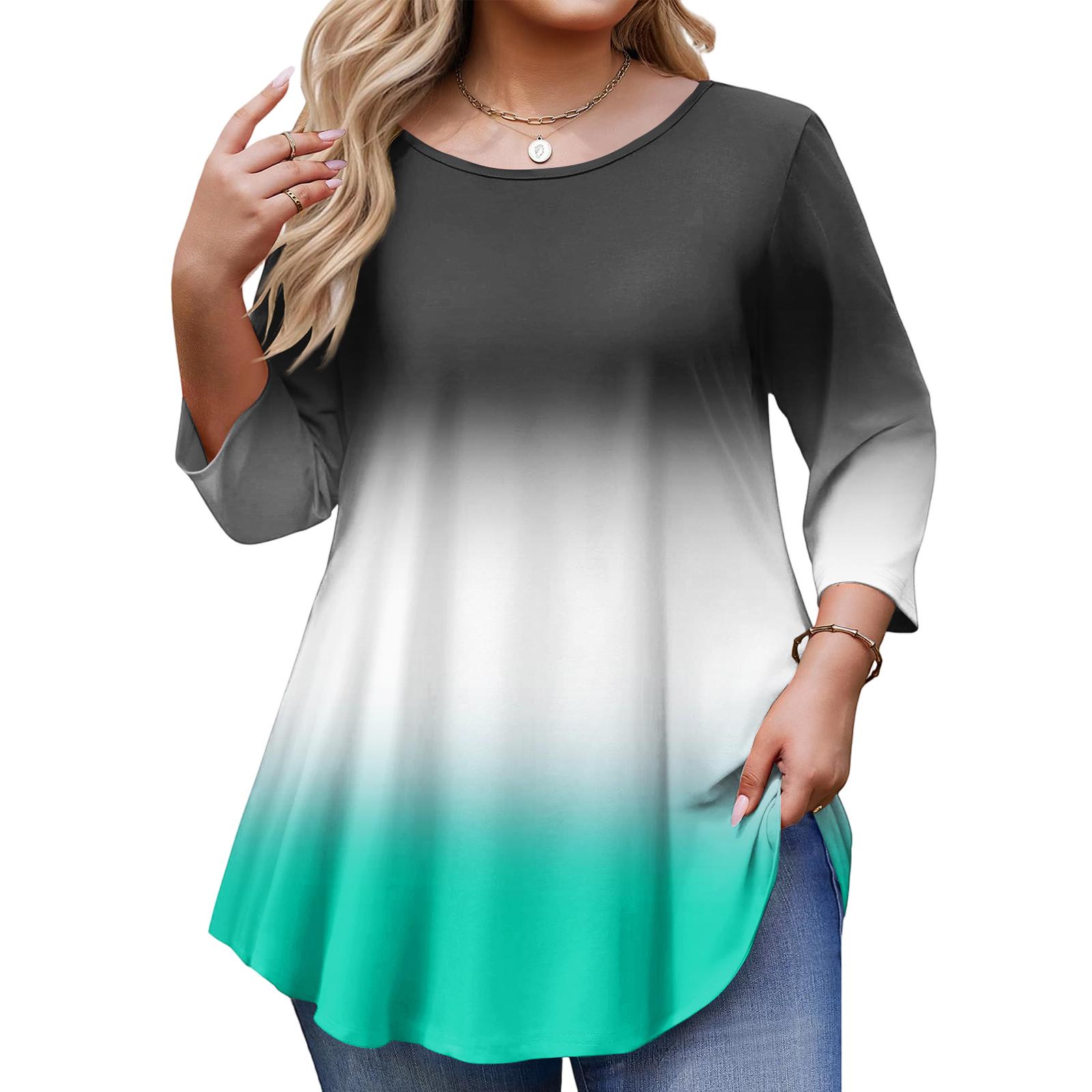 Ladies Gradient Printed Plus Size 3/4 Sleeve Curved Hem Round Neck Fashionable Top XXXXXL
Ladies Gradient Printed Plus Size 3/4 Sleeve Curved Hem Round Neck Fashionable Top XXXXXL