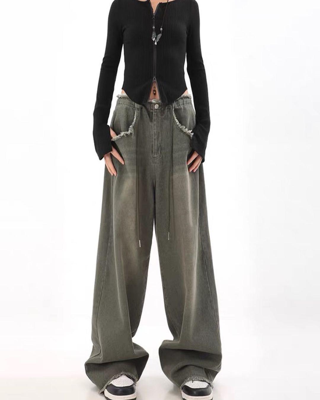 Women s High-Waist Washed Denim Streetwear Pants with Drawstring - Autumn Wide-Leg Casual Style XXL зелёный
Women s High-Waist Washed Denim Streetwear Pants with Drawstring - Autumn Wide-Leg Casual Style XXL зелёный