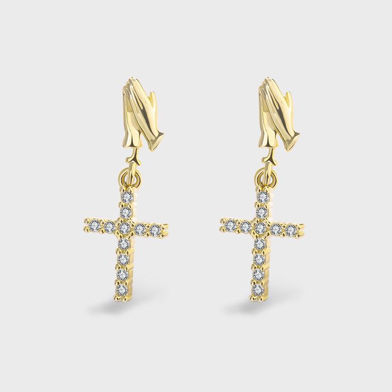 Позолочені 14K золотом сережки-пусети у формі молитовного хреста з срібла 925 проби - Універсальний та елегантний модний аксесуар S925 Silver
Позолочені 14K золотом сережки-пусети у формі молитовного хреста з срібла 925 проби - Універсальний та елегантний модний аксесуар S925 Silver