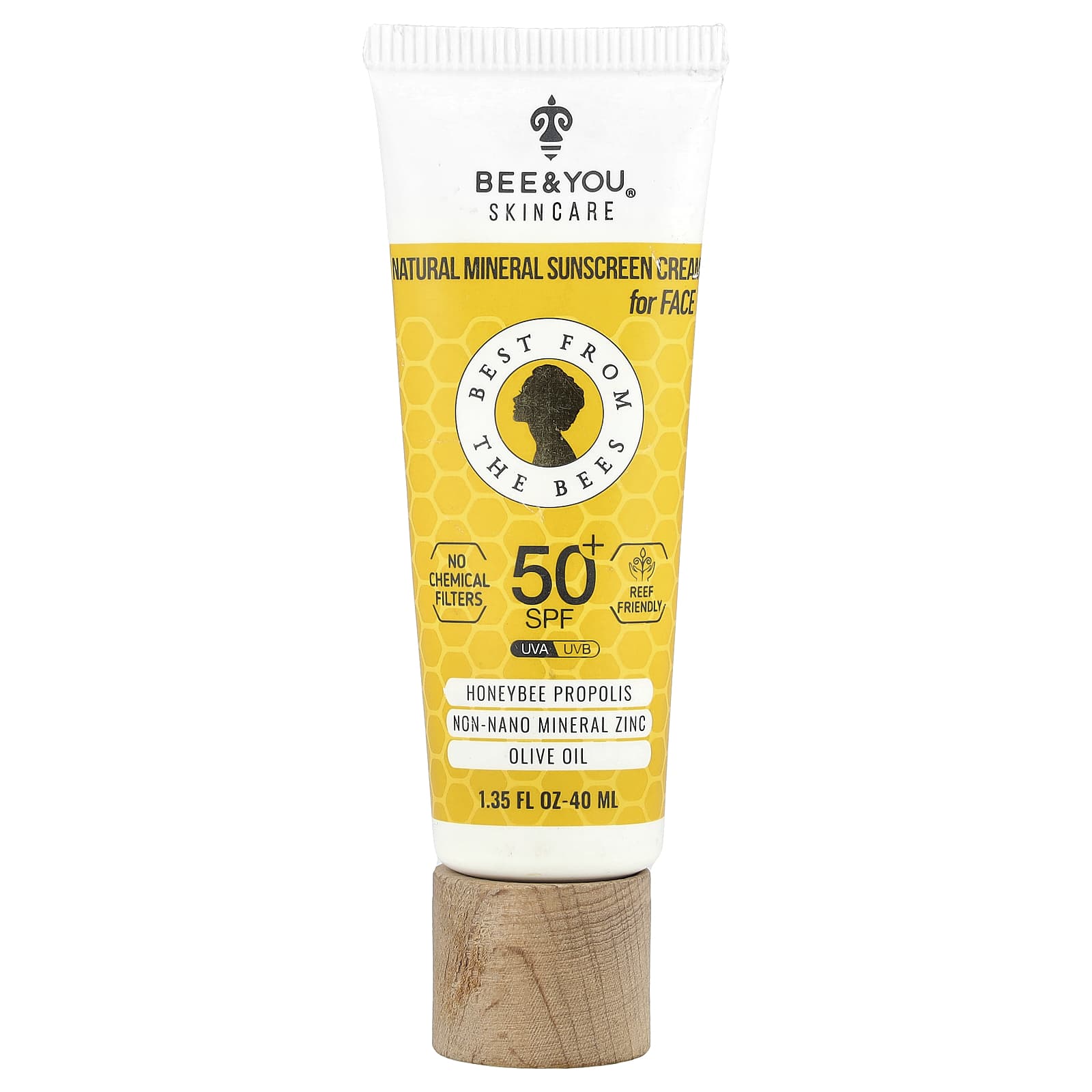 Bee & You, Натуральный минеральный солнцезащитный крем, Для лица, SPF 50+, 40 мл(1,35 жидких унций)
Bee & You, Натуральный минеральный солнцезащитный крем, Для лица, SPF 50+, 40 мл(1,35 жидких унций)