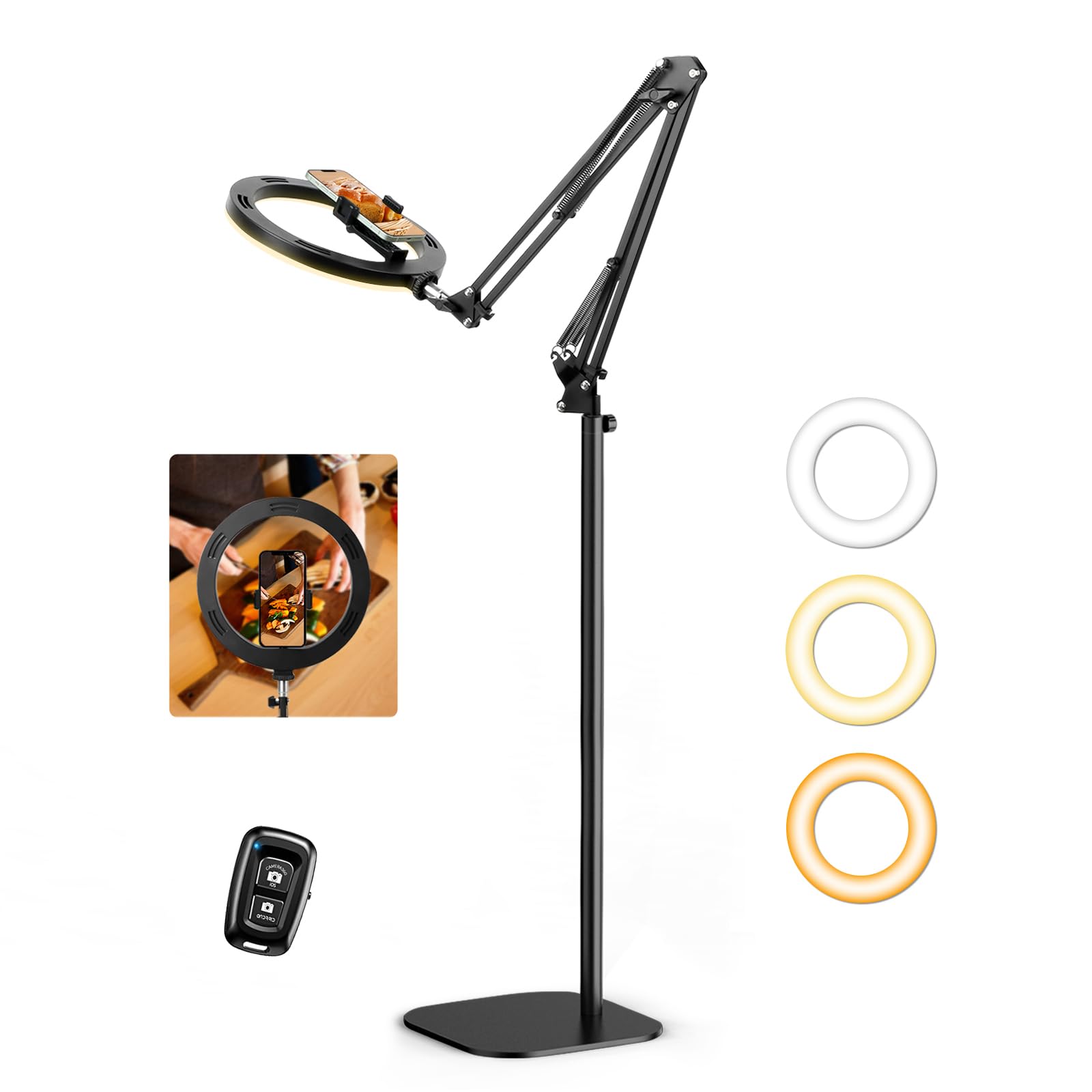 Evershop Arm type overhead shooting ring smartphone light for shooting from video makeup streaming computer led pc hand online web makeup lighting, чорний
Evershop Arm type overhead shooting ring smartphone light for shooting from video makeup streaming computer led pc hand online web makeup lighting, чорний