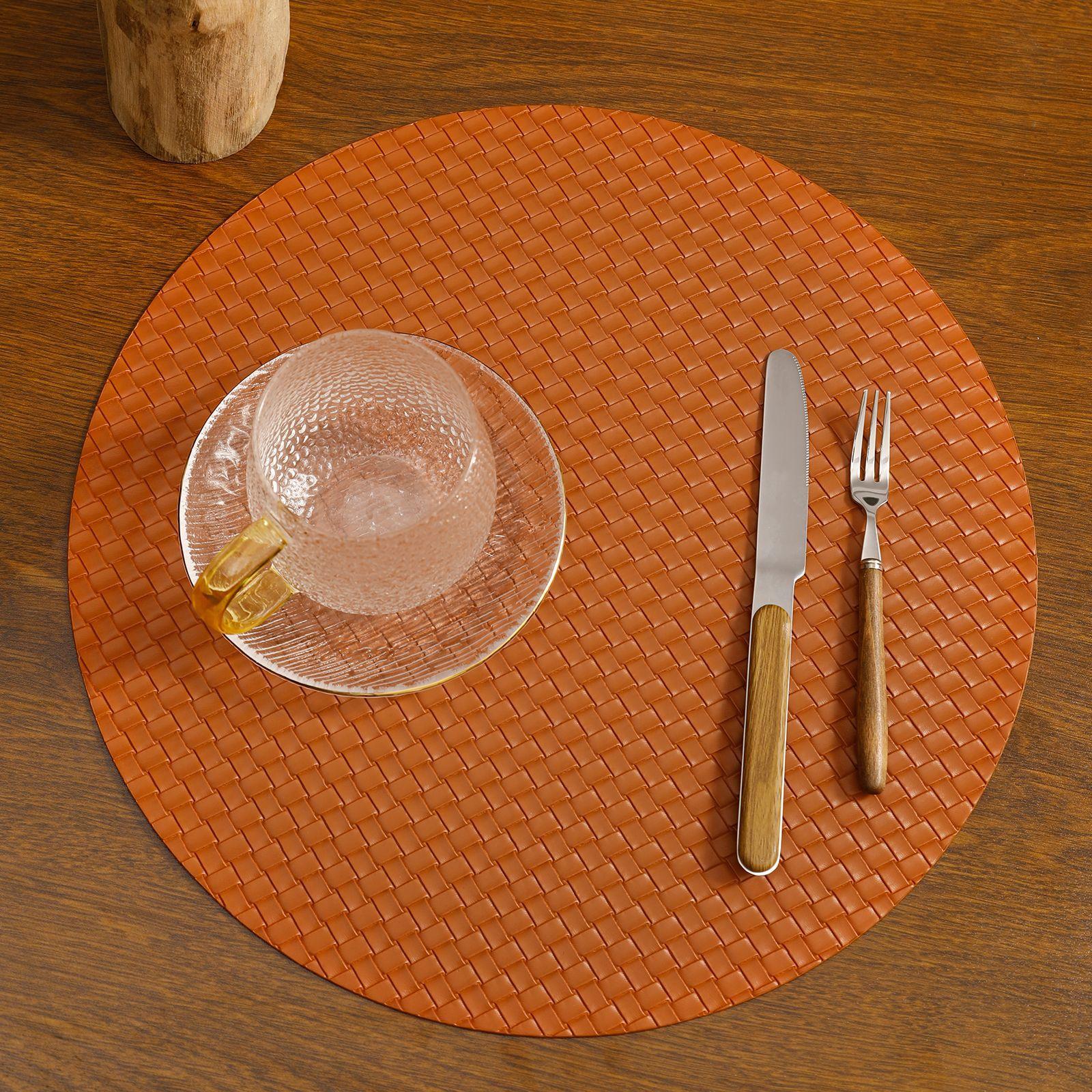 Round Woven PVC Leather Placemat Double Sided Heat Resistant Dining Table Mats Solid Color European Style Waterproof Table Decor Diameter 38cm 1pc
Round Woven PVC Leather Placemat Double Sided Heat Resistant Dining Table Mats Solid Color European Style Waterproof Table Decor Diameter 38cm 1pc