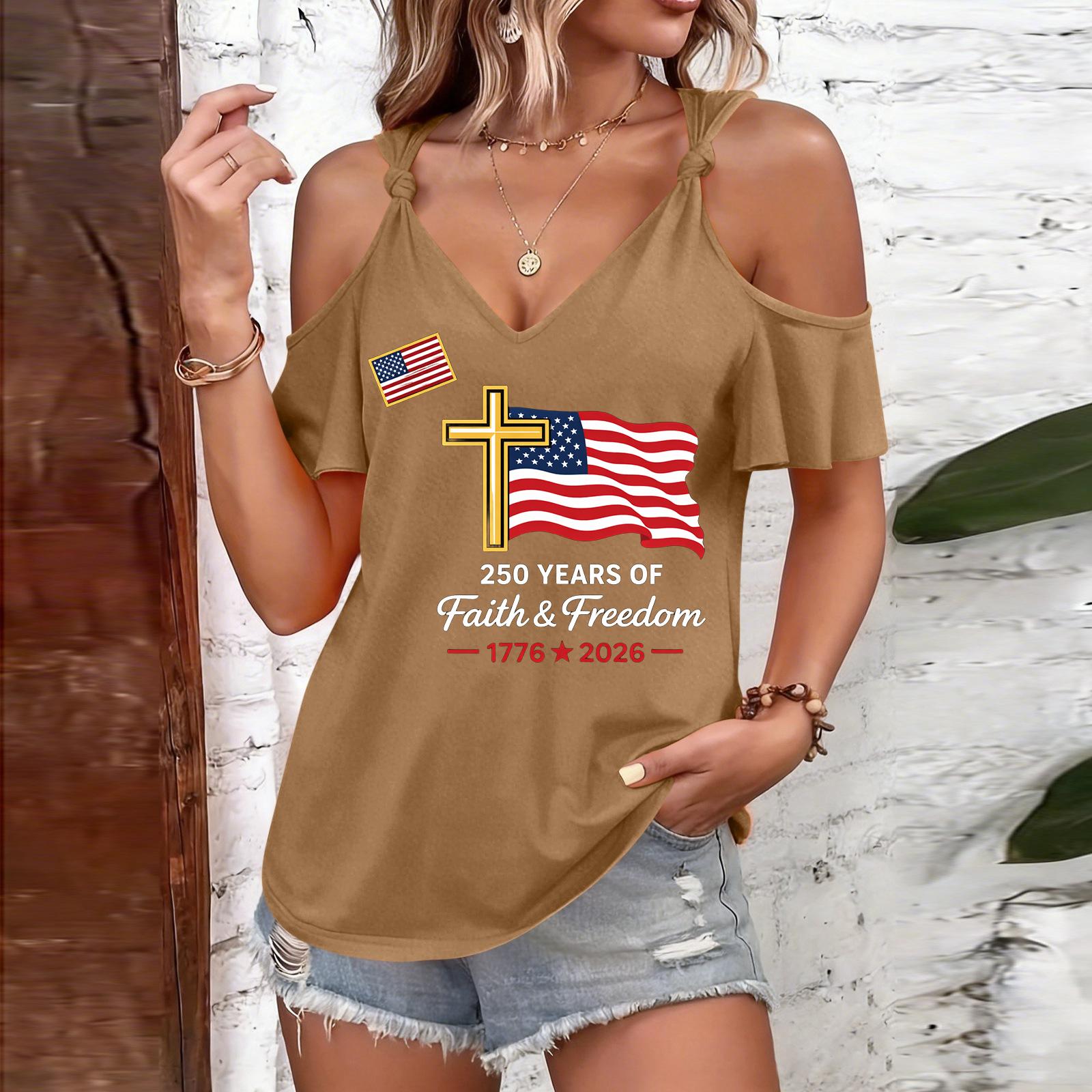 Women’s Casual Cold Shoulder Short Sleeve T Shirt with Independence Day and Print Round Neck Loose Fit Top M
Women’s Casual Cold Shoulder Short Sleeve T Shirt with Independence Day and Print Round Neck Loose Fit Top M