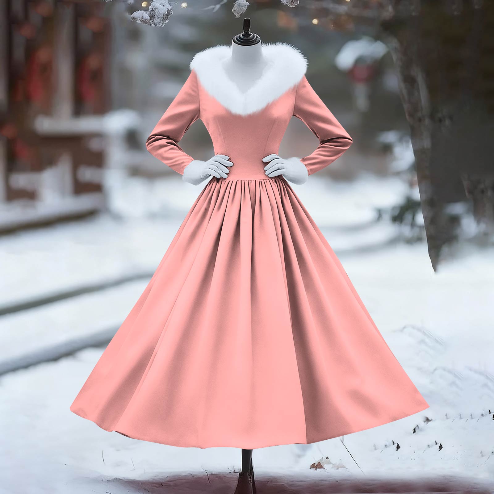 Женское повседневное платье с длинным рукавом, V-образным вырезом, лоскутным флисом и рождественским принтом M розовый
Женское повседневное платье с длинным рукавом, V-образным вырезом, лоскутным флисом и рождественским принтом M розовый