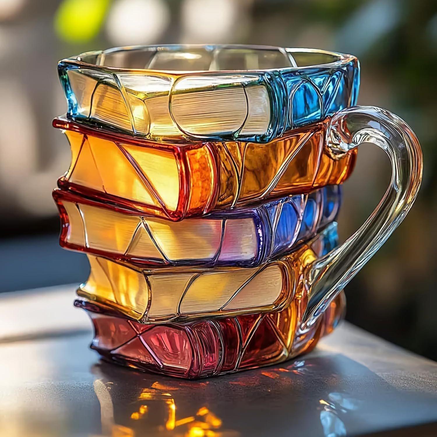 Painted Book Mug, 3D Colored Glass Book Coffee Mug, Novelty Books Stack Coffee Cup Christmas Gifts for Literature Book Lovers 301-400ml
Painted Book Mug, 3D Colored Glass Book Coffee Mug, Novelty Books Stack Coffee Cup Christmas Gifts for Literature Book Lovers 301-400ml