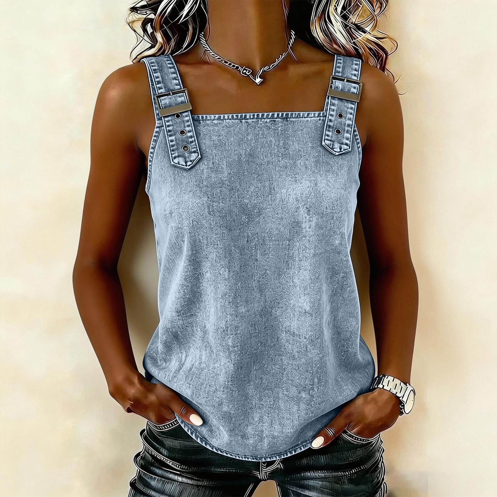 Women’s Sleeveless Square Neck Tank Top with Adjustable Straps Casual Loose Fit Denim Look Blouse for Daily Wear XL світло-синій колір
Women’s Sleeveless Square Neck Tank Top with Adjustable Straps Casual Loose Fit Denim Look Blouse for Daily Wear XL світло-синій колір