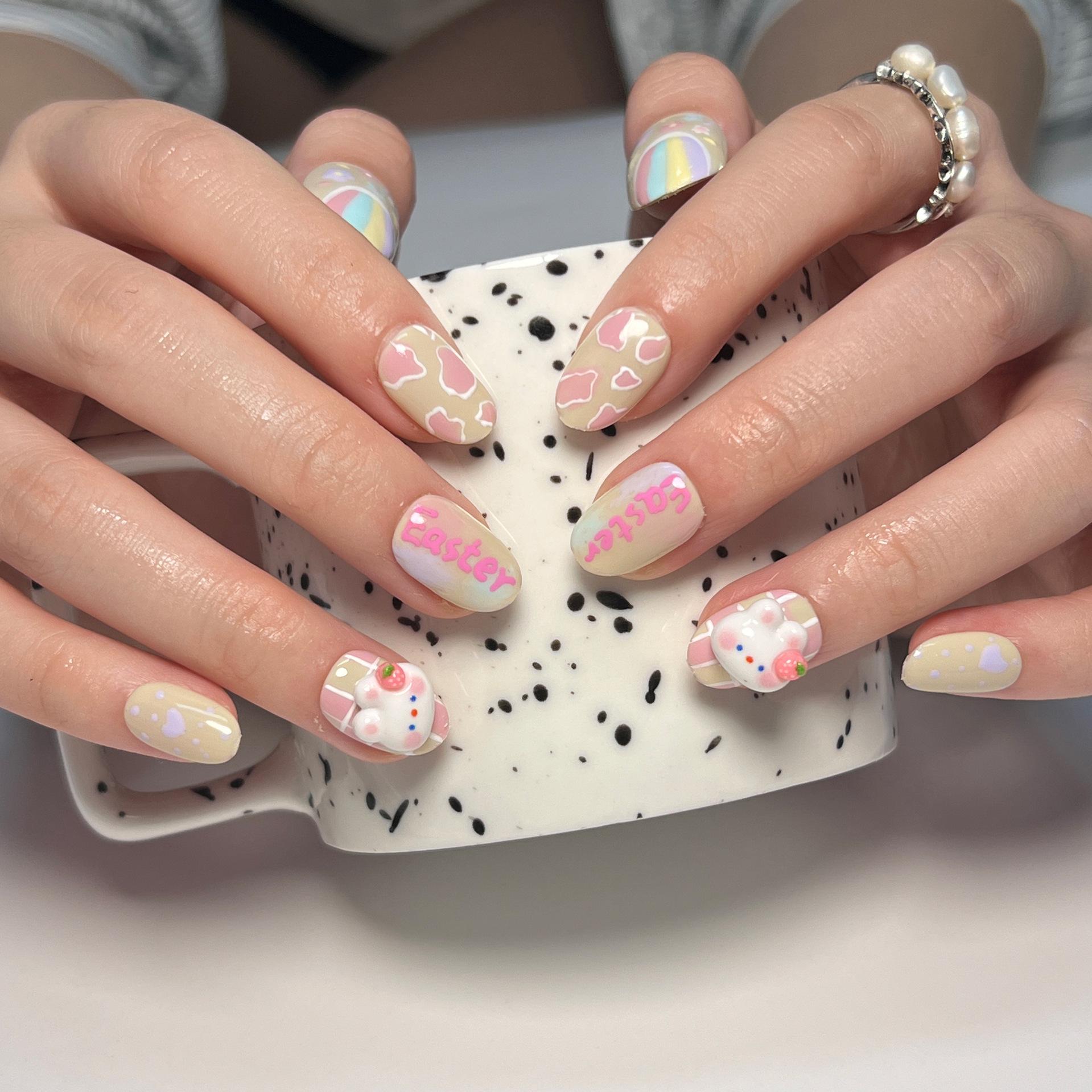 Cartoon Bunny Easter Nail Art - Cute Wearable False Nails with Stickers JP2838 with Glue
Cartoon Bunny Easter Nail Art - Cute Wearable False Nails with Stickers JP2838 with Glue