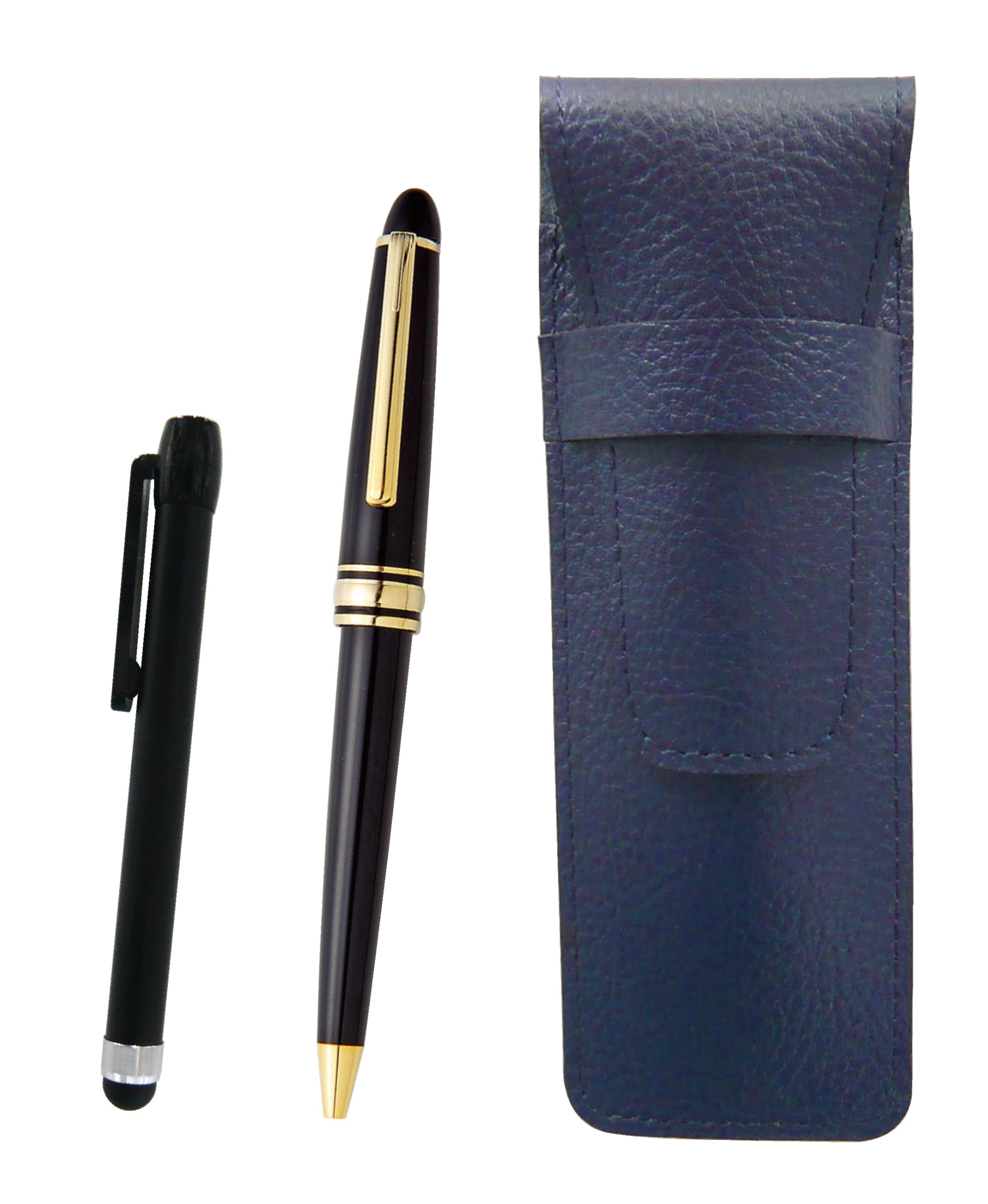 Grained leather pencil case blue metal touch rod black and metal ring cap sliding retro pen set SASL-ALB-8838B
Grained leather pencil case blue metal touch rod black and metal ring cap sliding retro pen set SASL-ALB-8838B