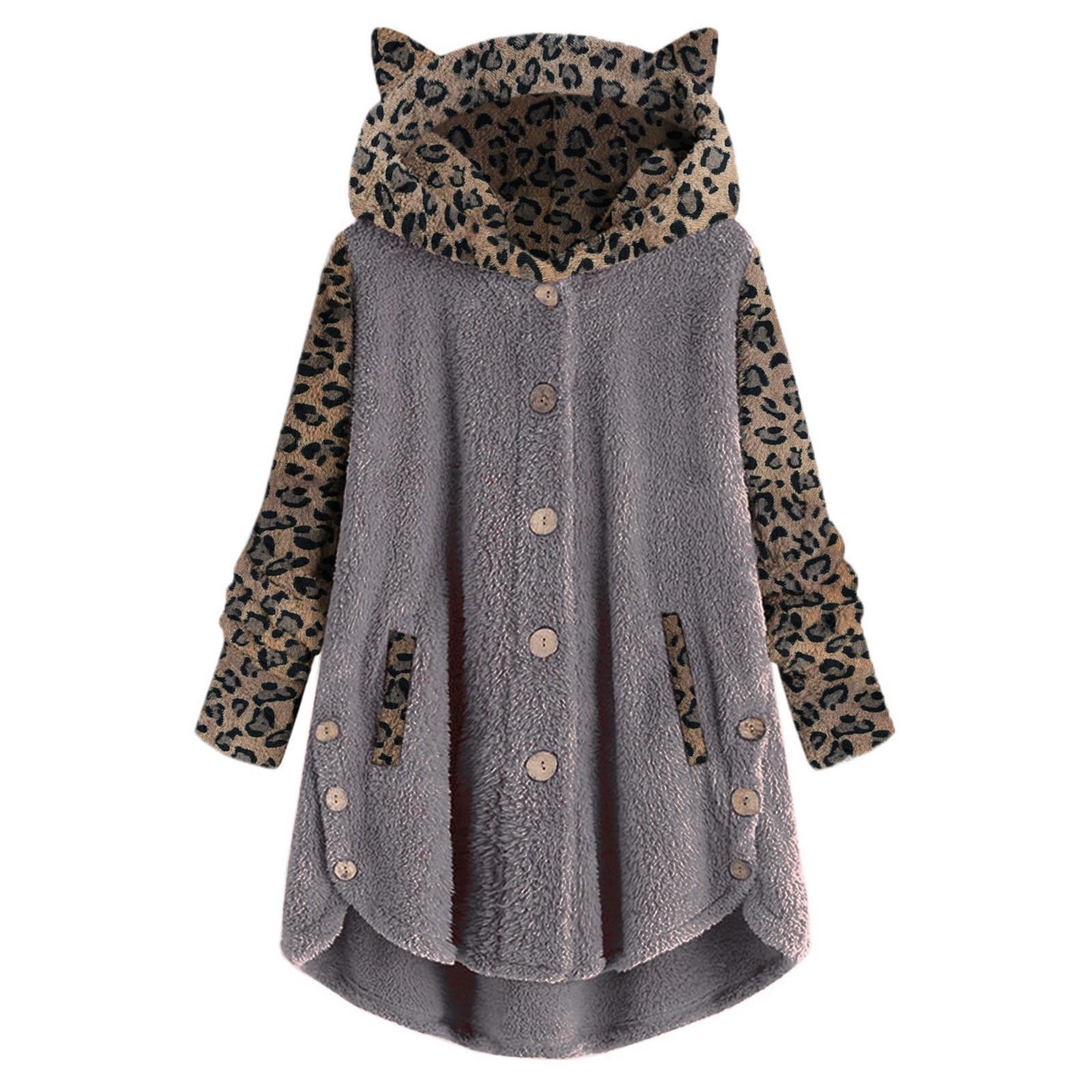 Women s Fashion And Winter Buttoned Long Sleeve Leopard Print Patchwork Hooded Plush Jacket XXXL
Women s Fashion And Winter Buttoned Long Sleeve Leopard Print Patchwork Hooded Plush Jacket XXXL