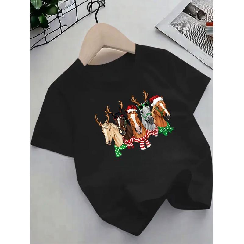 European sizes New Spring And Summer Round-Neck T-Shirt Featuring a Cartoon Horse Design, a Casual Top for Girls, Perfect As a Christmas Gift 164cm чорний
European sizes New Spring And Summer Round-Neck T-Shirt Featuring a Cartoon Horse Design, a Casual Top for Girls, Perfect As a Christmas Gift 164cm чорний