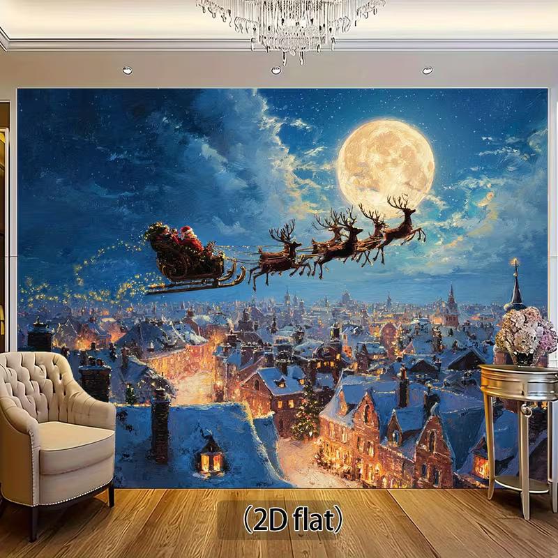 2D Christmas Night Backdrop, Santa Sleigh with Moon and City Lights Background 47.2x31.5inch/120*80cm
2D Christmas Night Backdrop, Santa Sleigh with Moon and City Lights Background 47.2x31.5inch/120*80cm