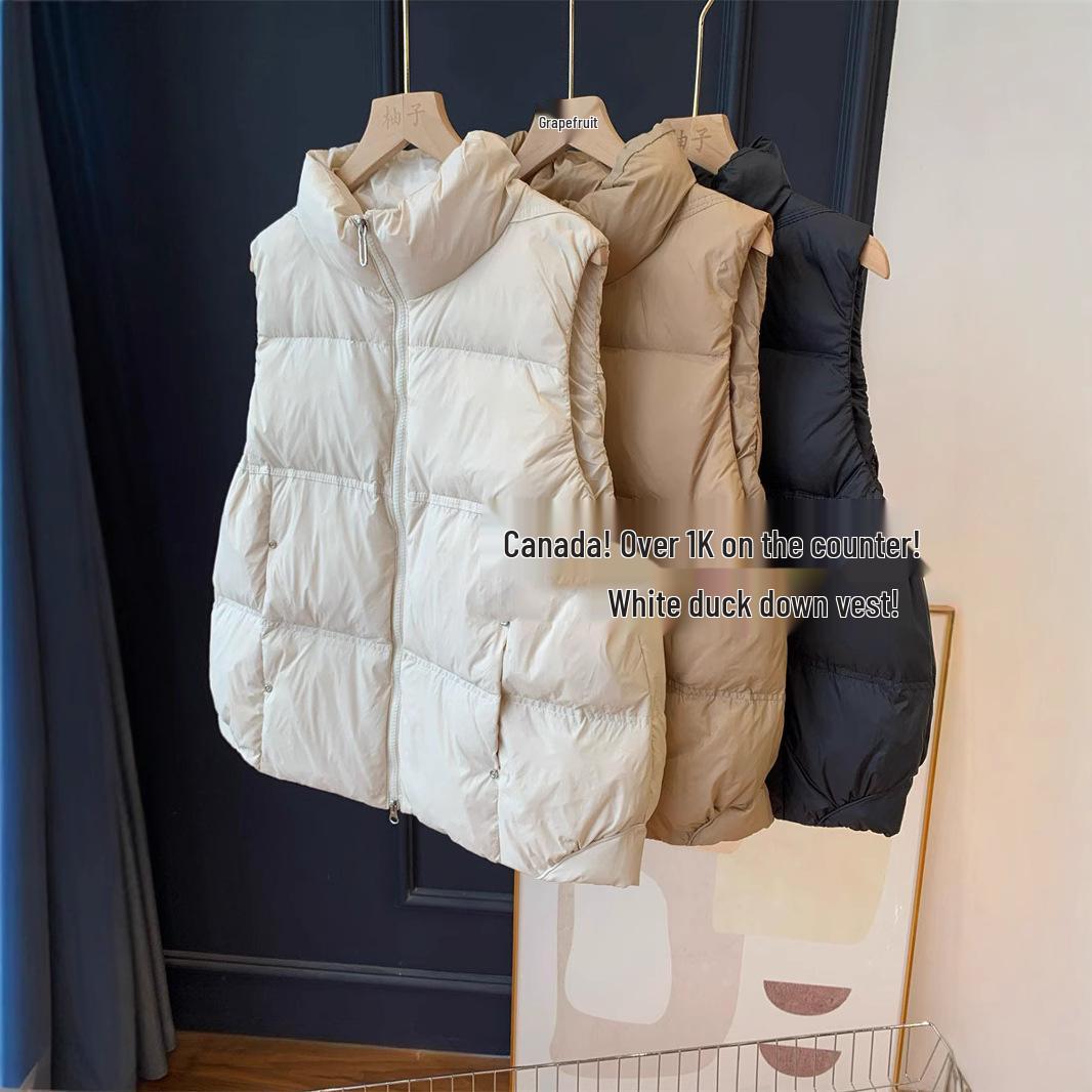 Canada D-Grade White Duck Down Vest: Stand-Up Collar, Thick, Loose-Fit, Sleeveless Winter Jacket for Women. One Size (80-130 jin) чорний
Canada D-Grade White Duck Down Vest: Stand-Up Collar, Thick, Loose-Fit, Sleeveless Winter Jacket for Women. One Size (80-130 jin) чорний