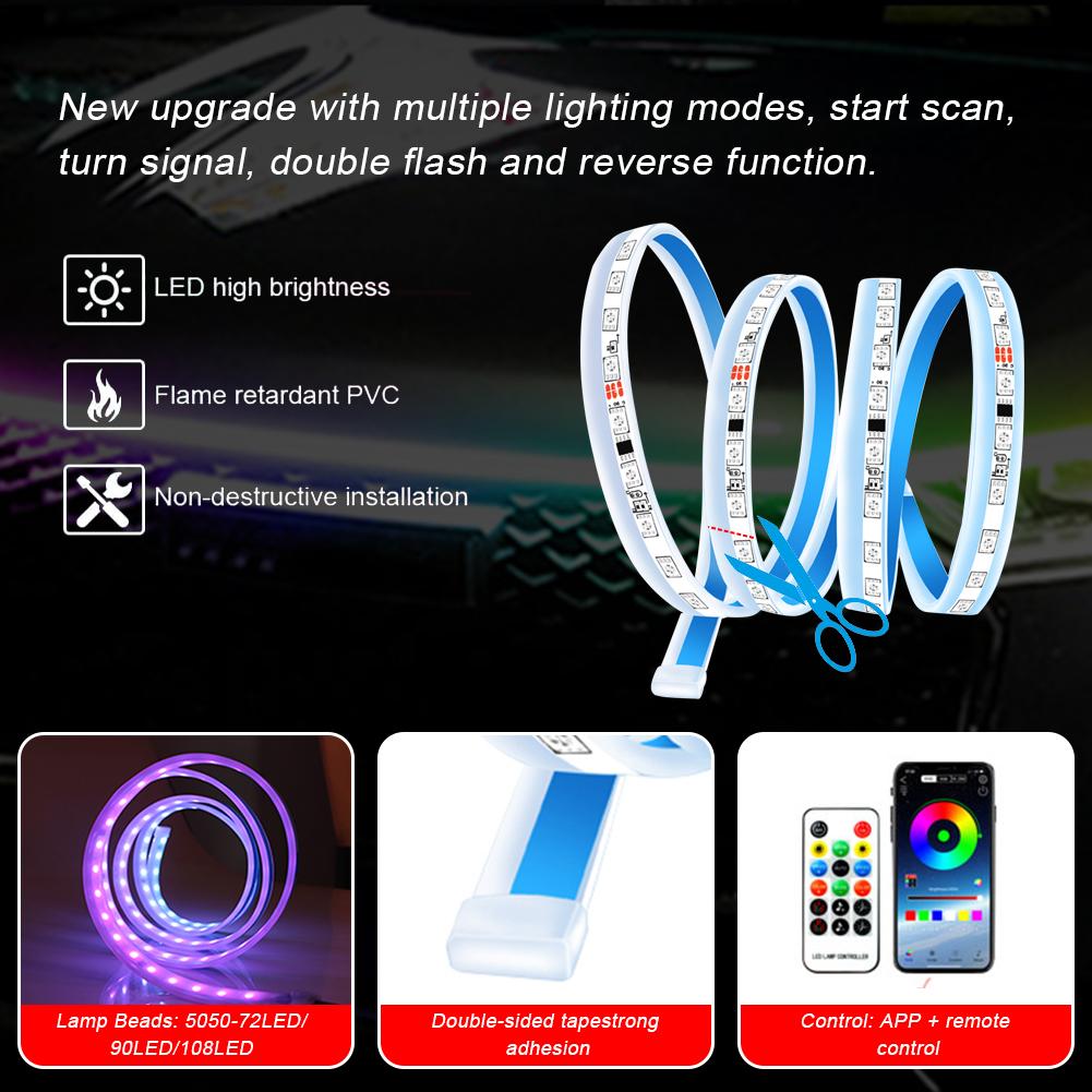 1.2m/1.5m/1.8m Car Hood LED Light Strip DRL 12V RGB LED Daytime Running Light Decor Light Grill Headlight APP Remote Control WHITE
1.2m/1.5m/1.8m Car Hood LED Light Strip DRL 12V RGB LED Daytime Running Light Decor Light Grill Headlight APP Remote Control WHITE