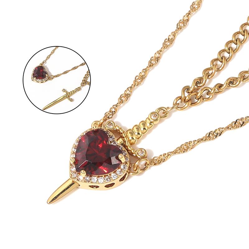 2pcs Can Be Assembled Heart and Sword Zircon Pendant Necklace for Women Men Couple Copper Golden Plated Choker Chain Zircon
2pcs Can Be Assembled Heart and Sword Zircon Pendant Necklace for Women Men Couple Copper Golden Plated Choker Chain Zircon
