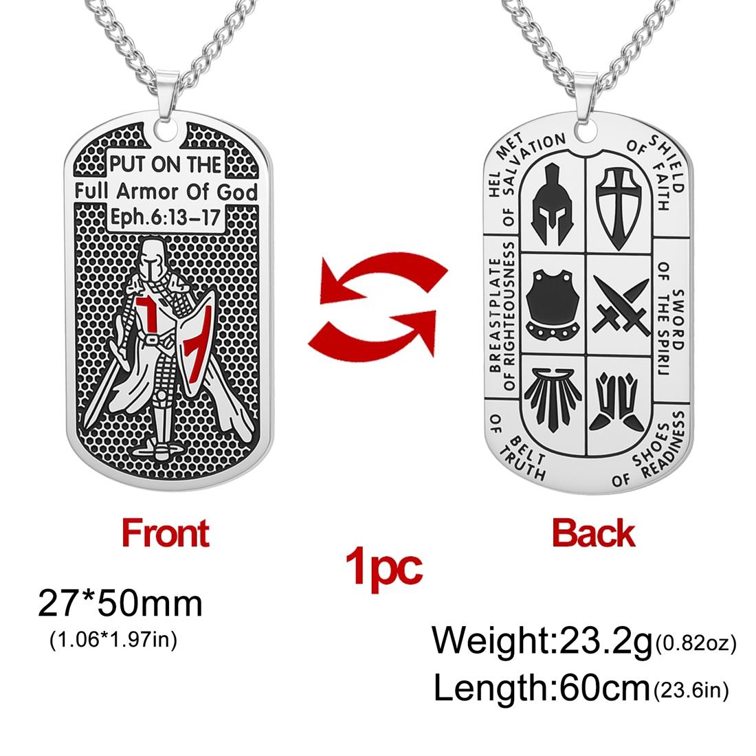 Double-sided Knights Templar Necklaces Stainless Steel Put On The Full Armor of God Pendant Necklace Men Jewelry Gift 60cm
Double-sided Knights Templar Necklaces Stainless Steel Put On The Full Armor of God Pendant Necklace Men Jewelry Gift 60cm