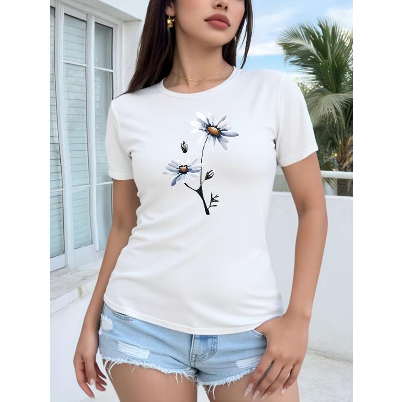 Womens Two Daisy Print Round Neck Short Sleeve T Shirt Medium Stretch Machine Washable Casual Athletic Gym Training Spring Summer Comfy Top 4XL білий
Womens Two Daisy Print Round Neck Short Sleeve T Shirt Medium Stretch Machine Washable Casual Athletic Gym Training Spring Summer Comfy Top 4XL білий