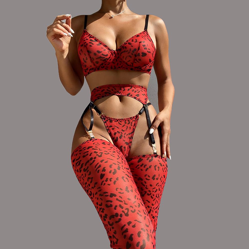 Cheap Aduloty Leopard Lingerie For Women Lace Set Of Underwear With